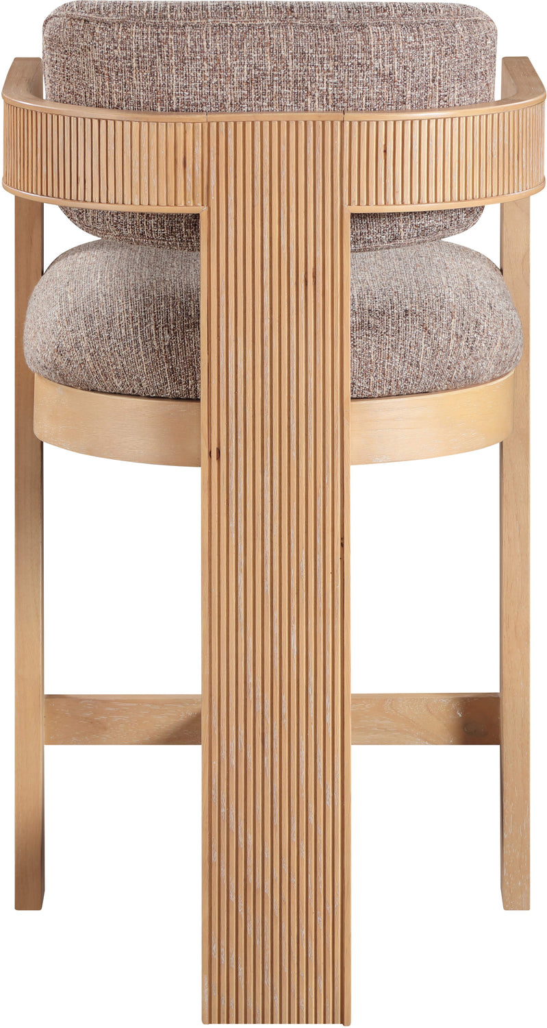 Sacha Brown Linen Textured Fabric Upholstered Counter Stool Set of 2