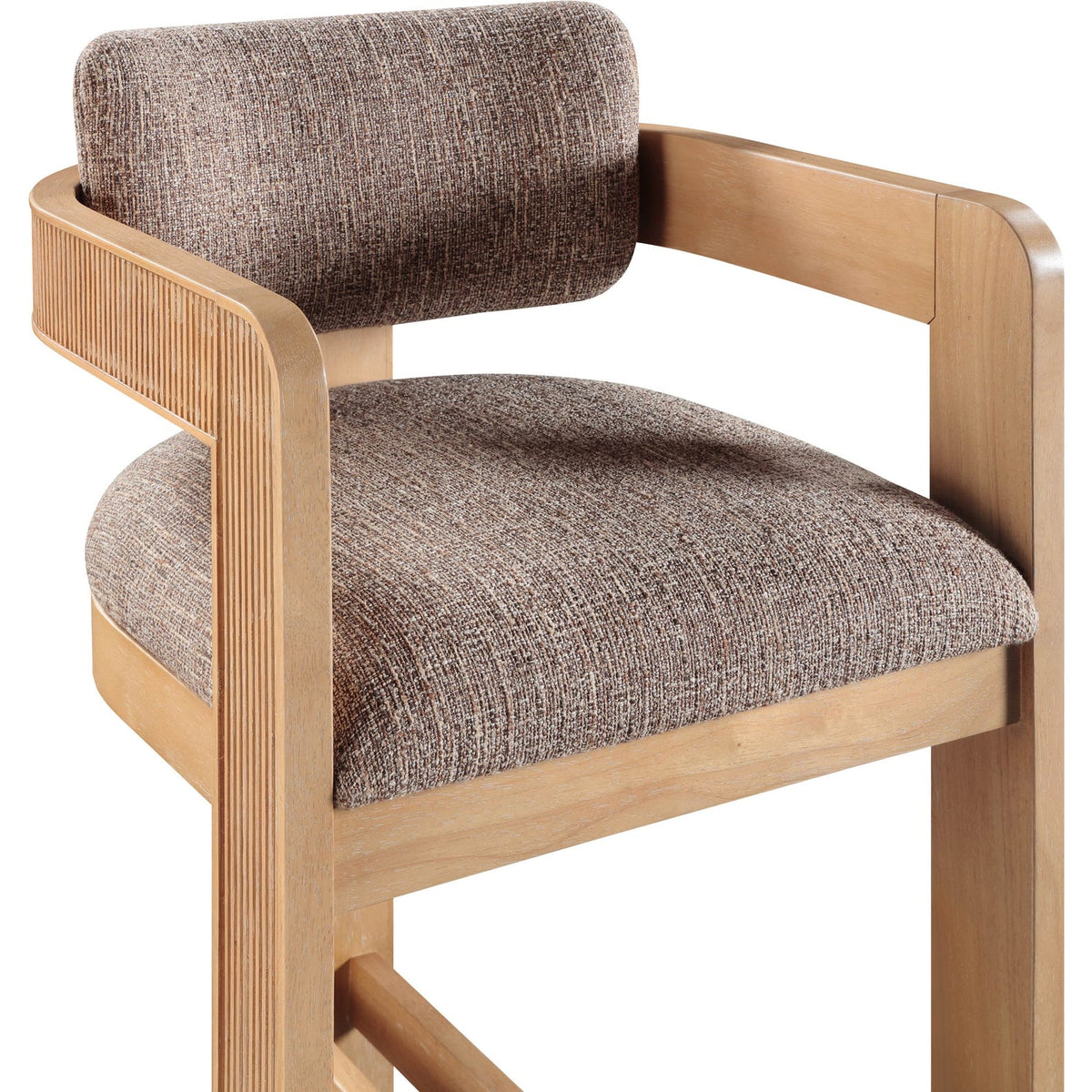 Sacha Brown Linen Textured Fabric Upholstered Counter Stool Set of 2