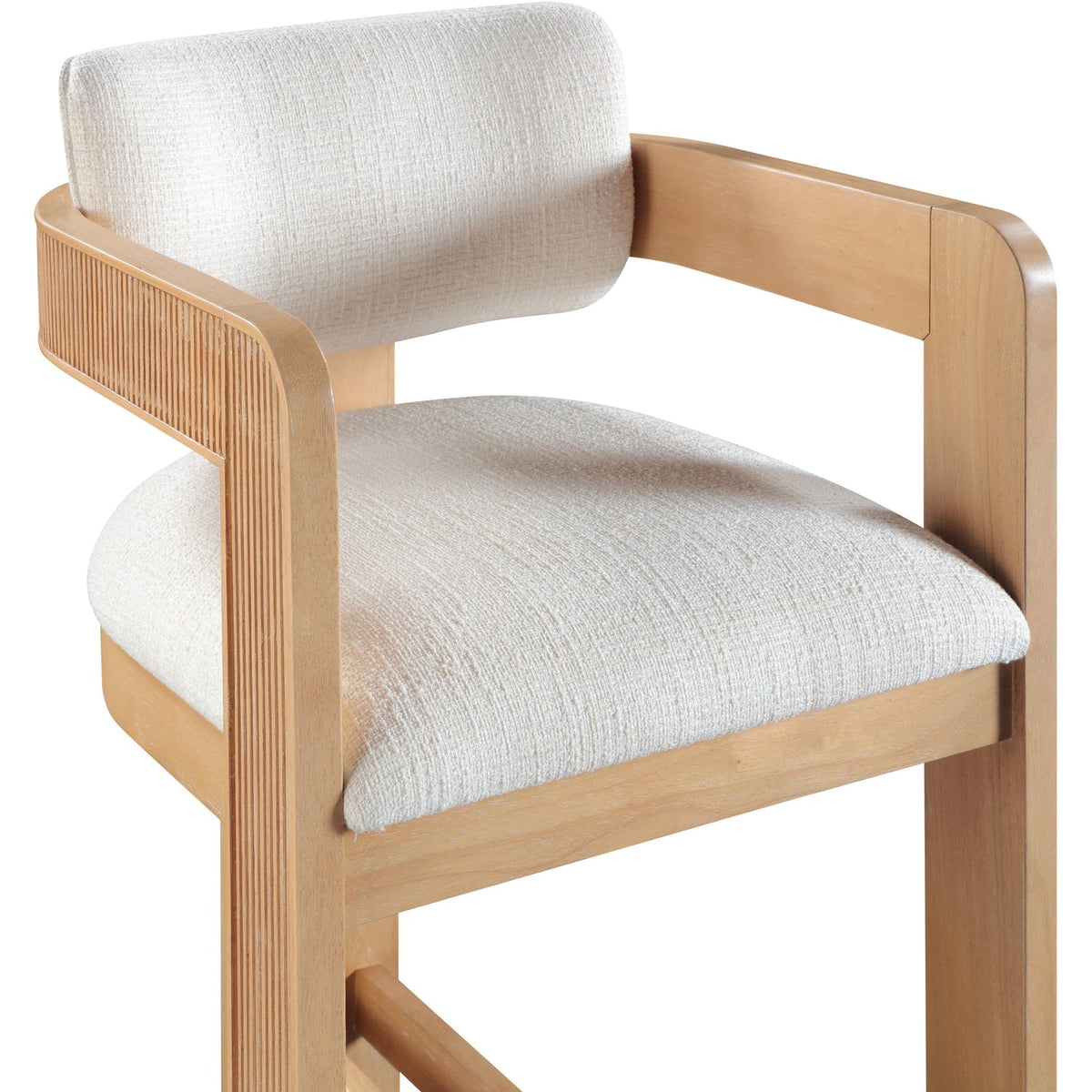 Sacha Cream Linen Textured Fabric Upholstered Counter Stool Set of 2