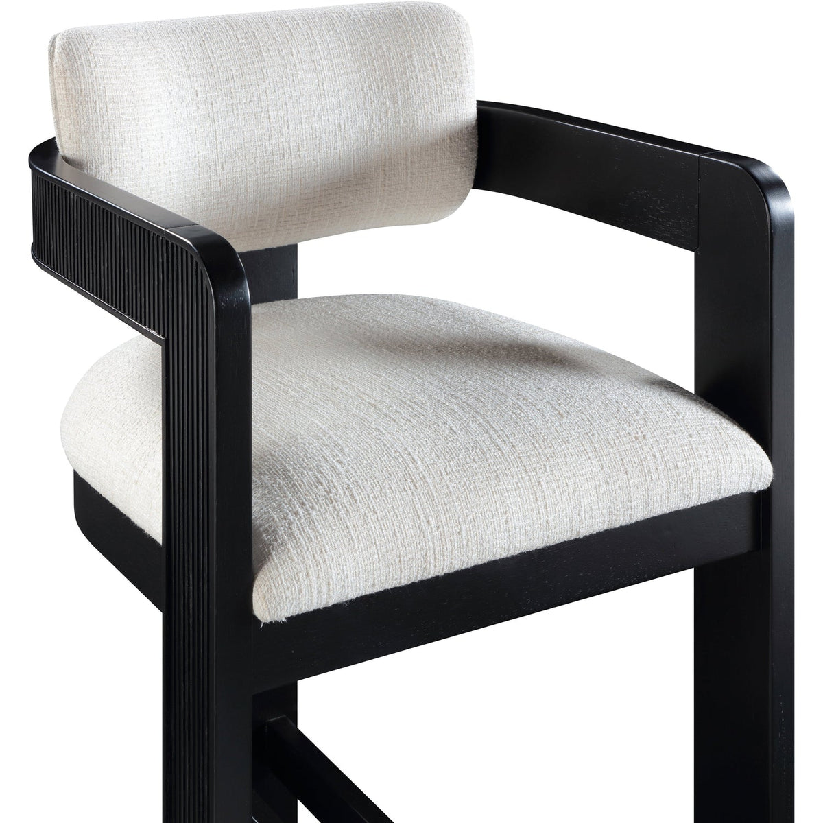 Sacha Cream Linen Textured Fabric Upholstered Counter Stool Set of 2