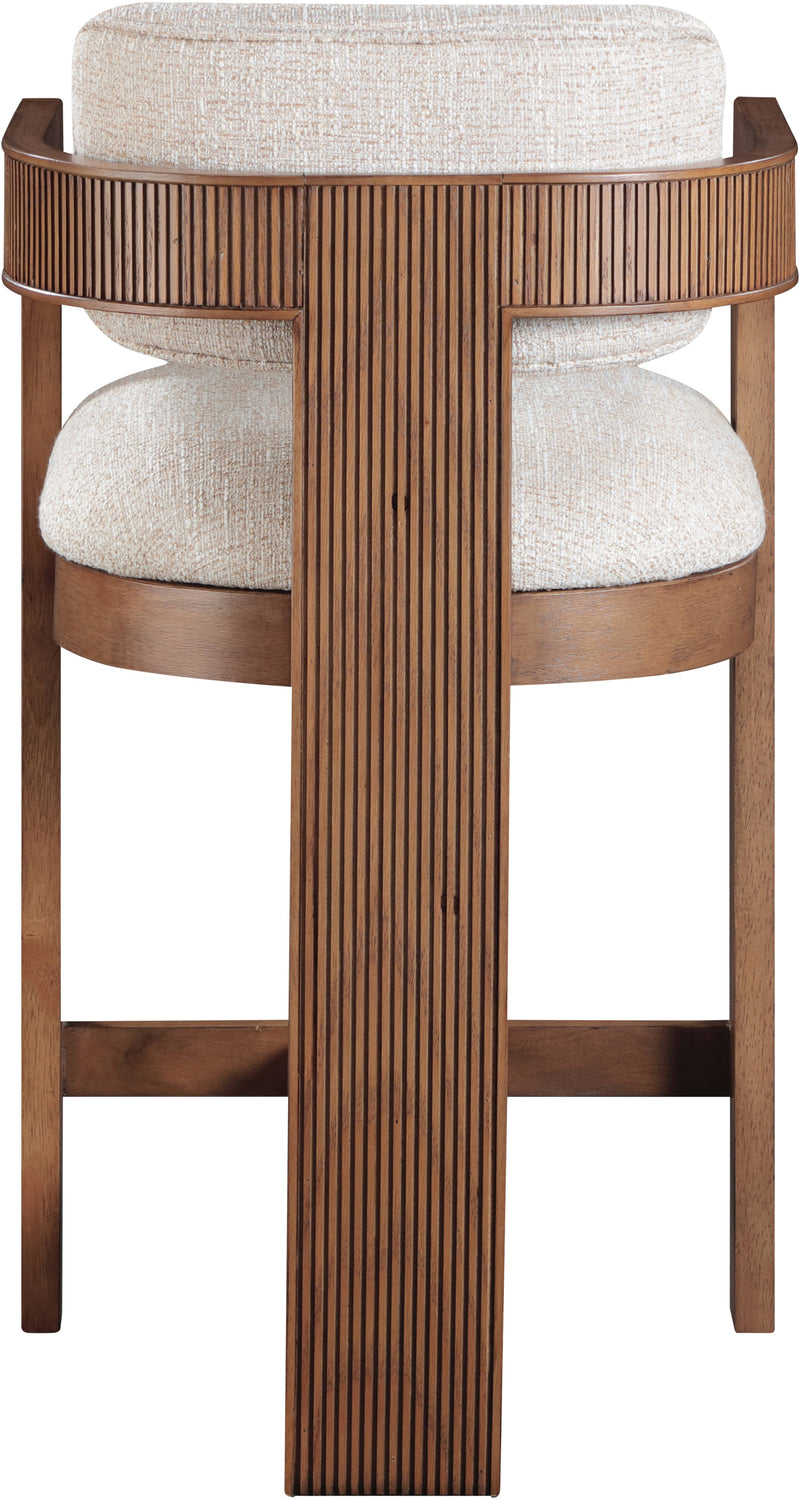Sacha Beige Linen Textured Fabric Upholstered Counter Stool Set of 2
