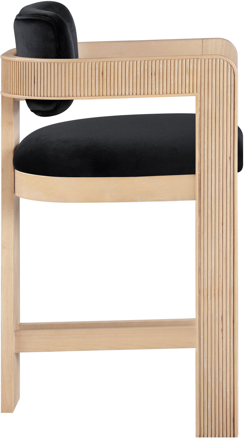 Sacha Black Velvet Upholstered Counter Stool Set of 2