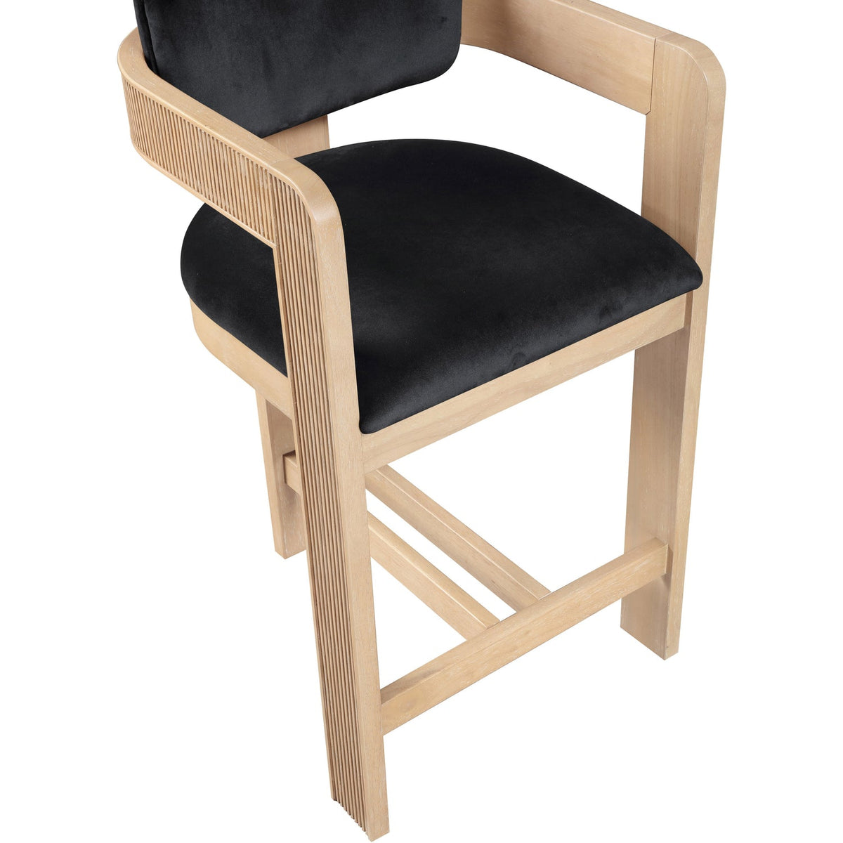 Sacha Black Velvet Upholstered Counter Stool Set of 2
