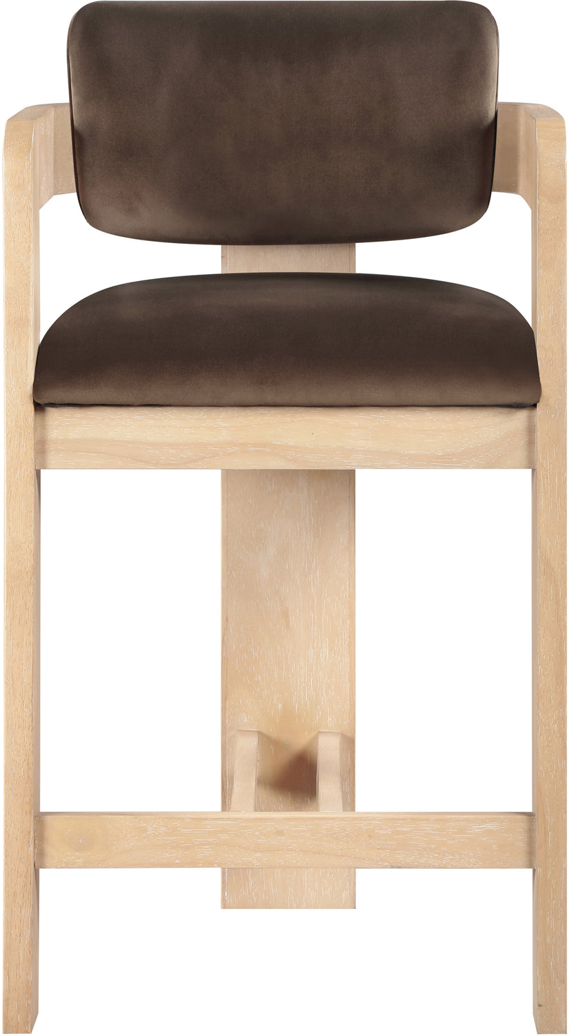 Sacha Brown Velvet Upholstered Counter Stool Set of 2