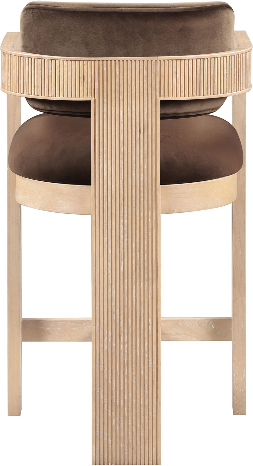 Sacha Brown Velvet Upholstered Counter Stool Set of 2