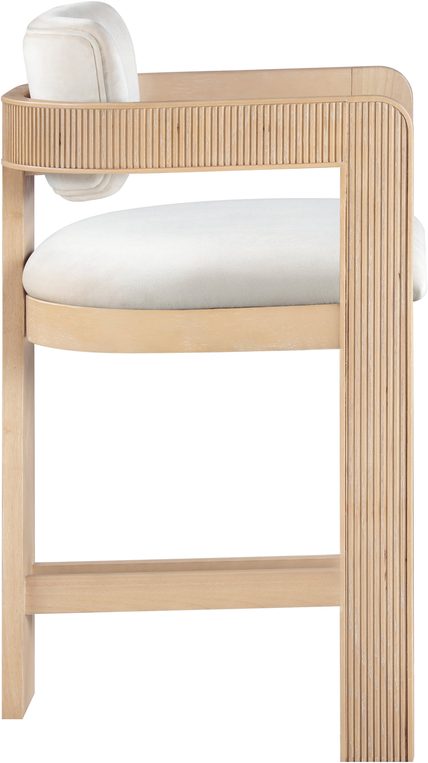 Sacha Cream Velvet Upholstered Counter Stool Set of 2