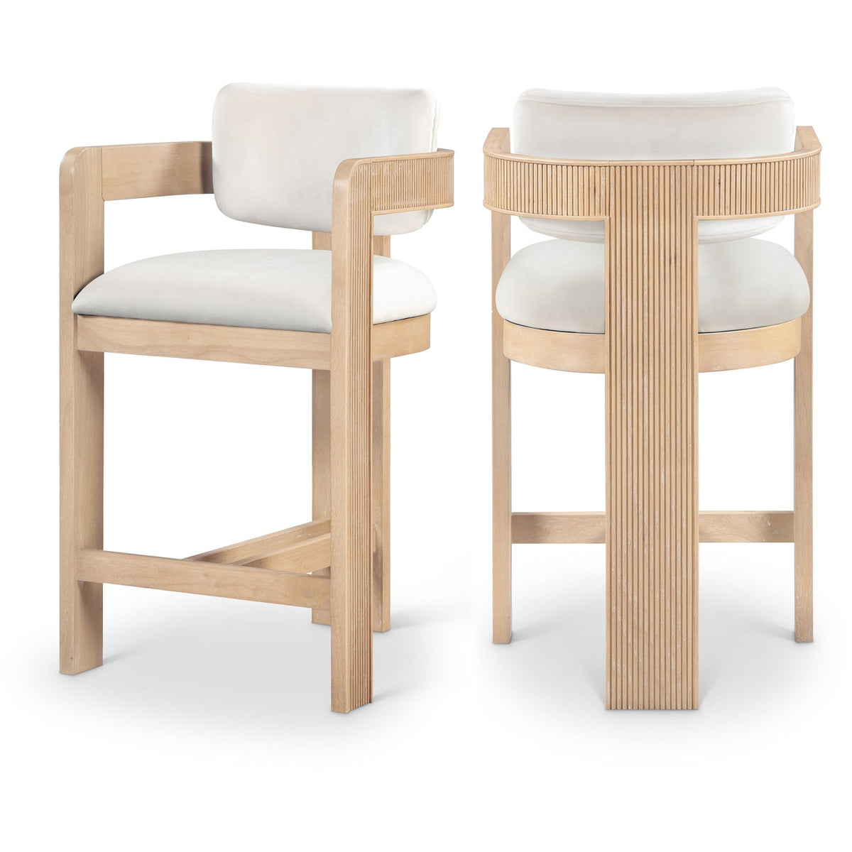 Sacha Cream Velvet Upholstered Counter Stool Set of 2