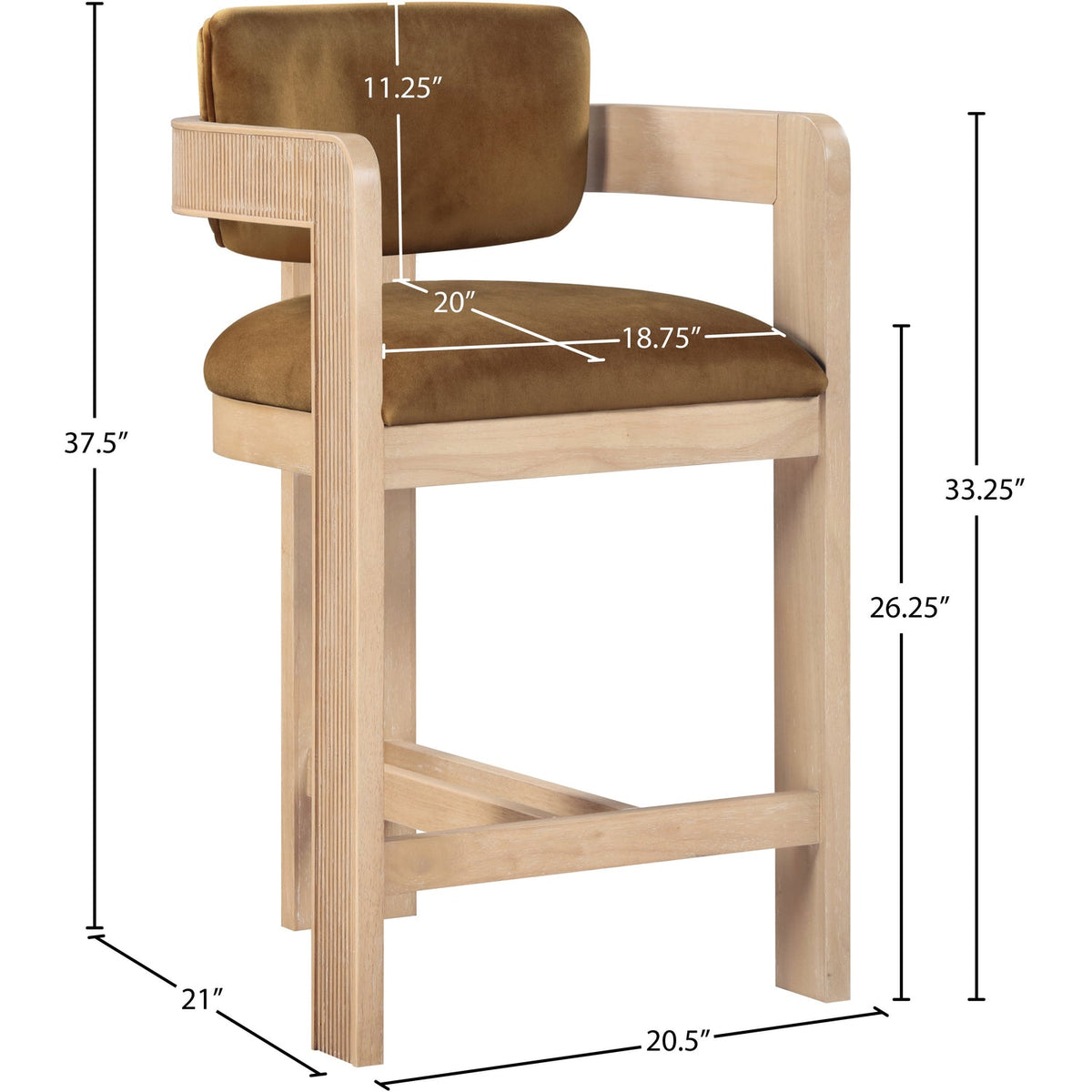 Sacha Saddle Velvet Upholstered Counter Stool Set of 2