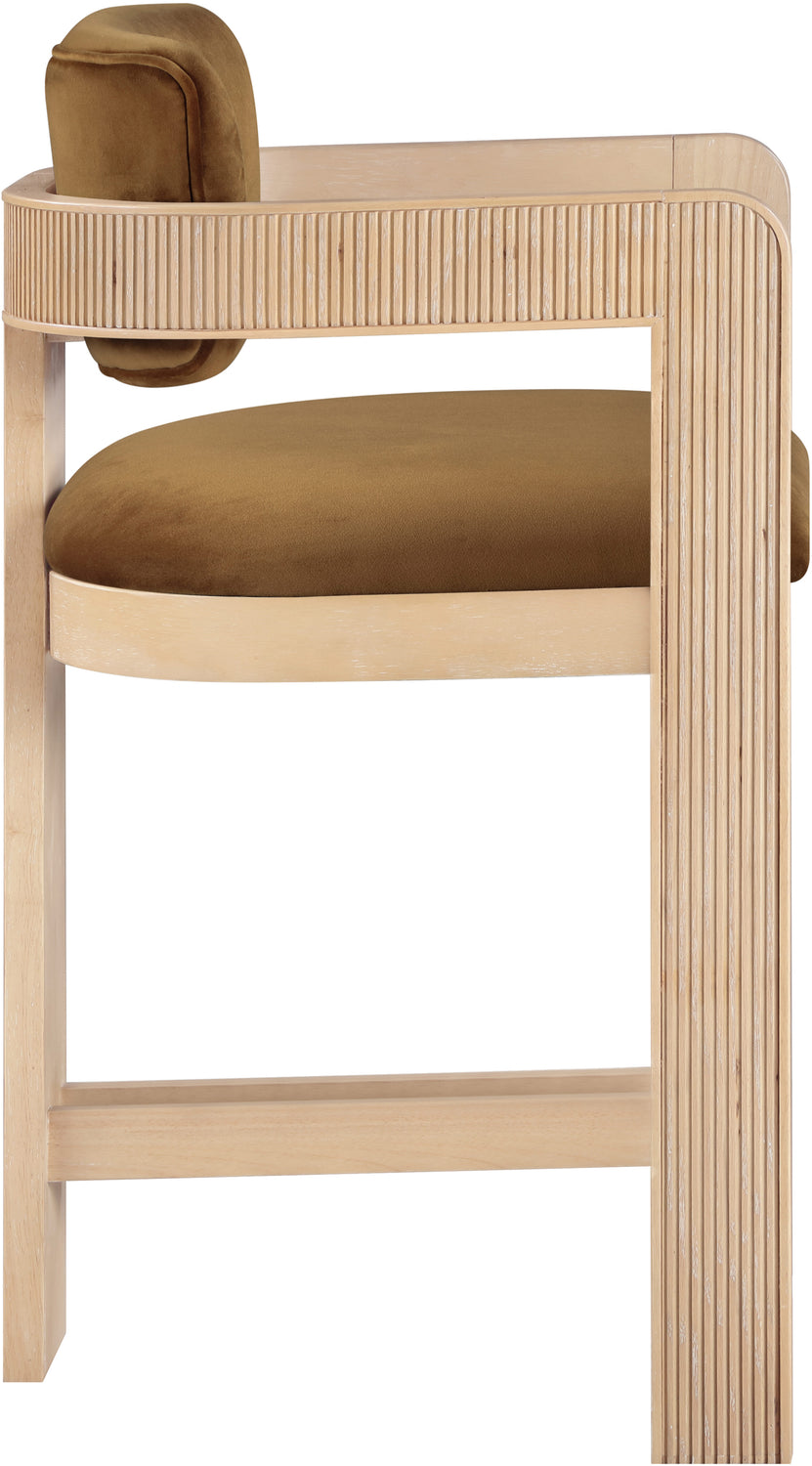 Sacha Saddle Velvet Upholstered Counter Stool Set of 2