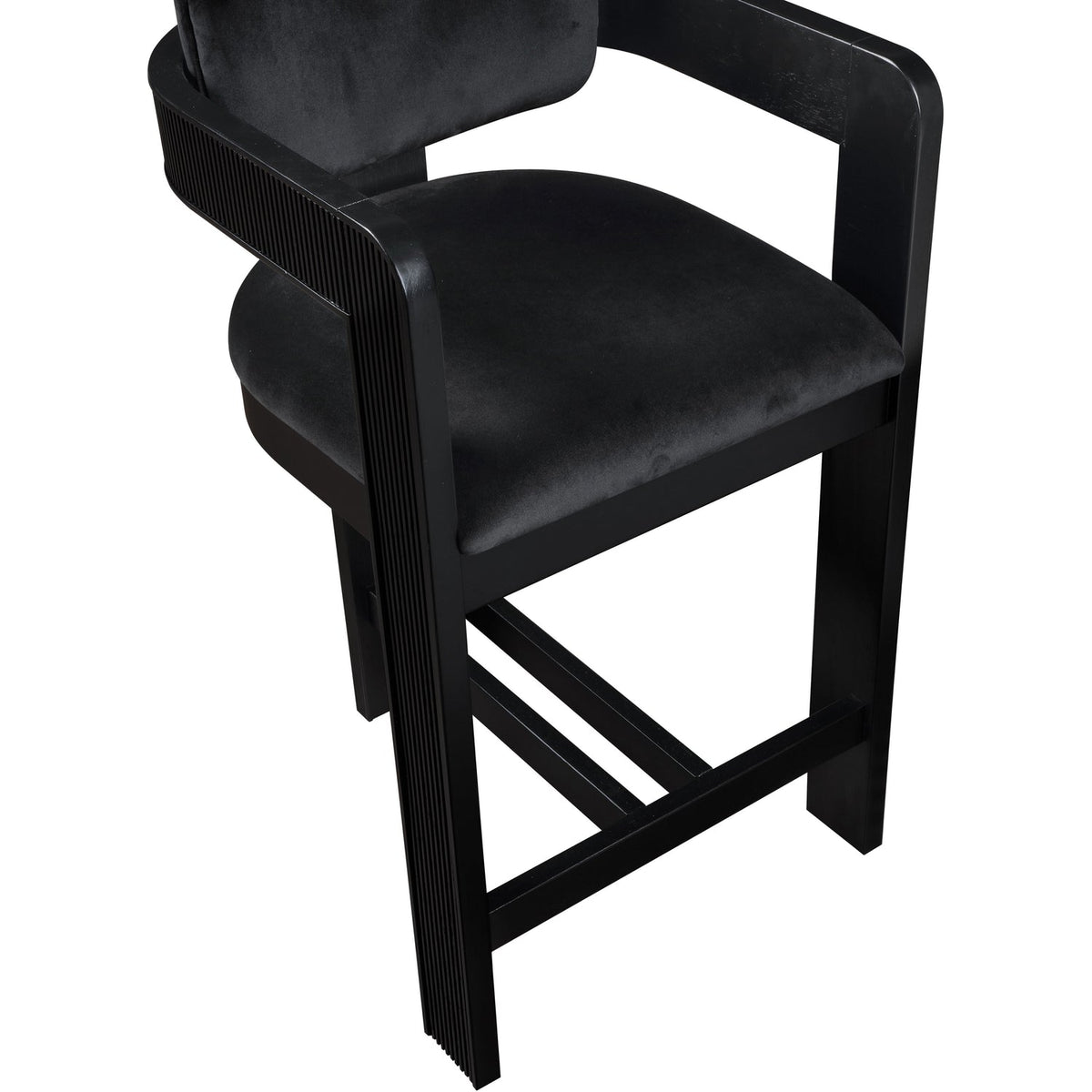 Sacha Black Velvet Upholstered Counter Stool Set of 2