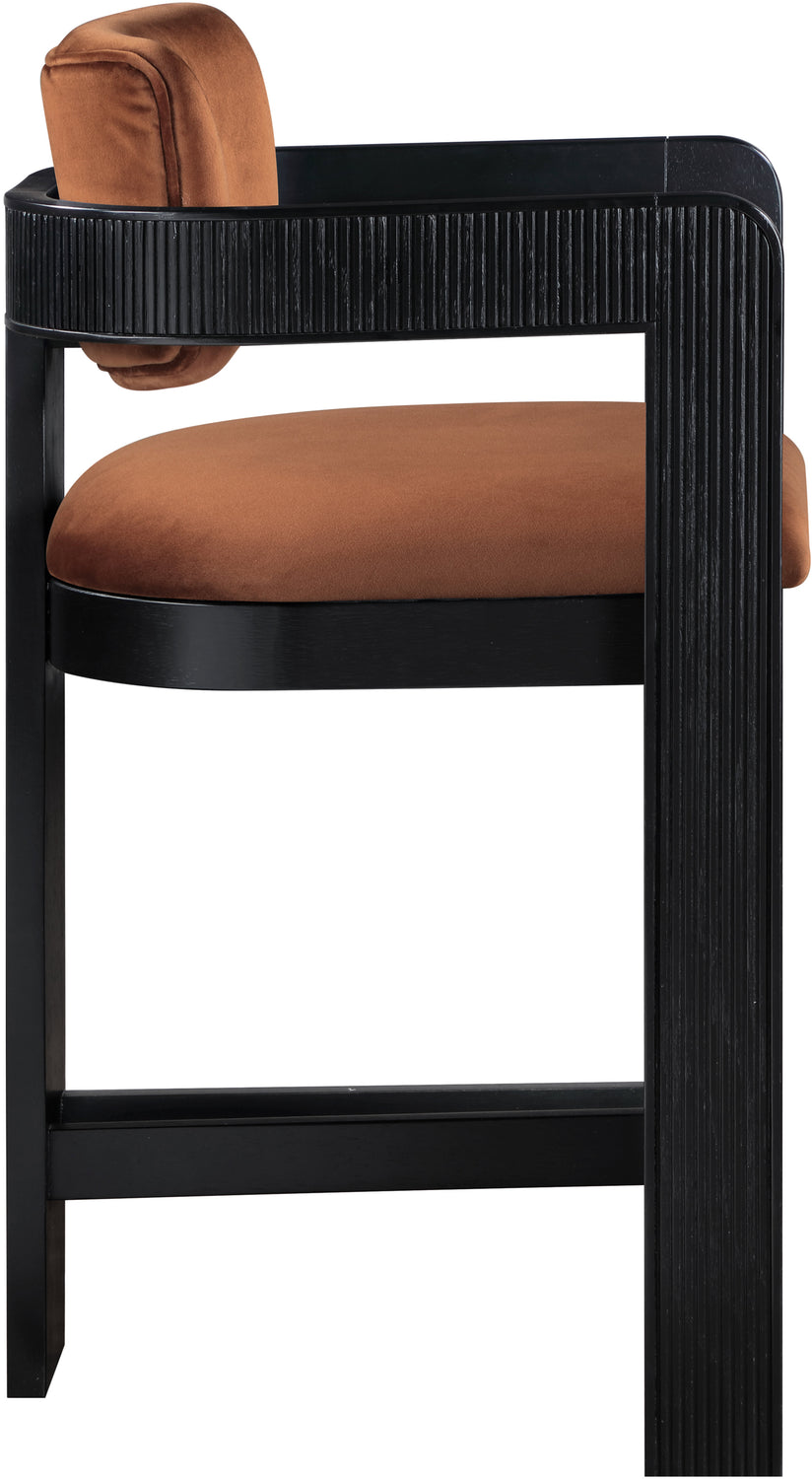 Sacha Cognac Velvet Upholstered Counter Stool Set of 2