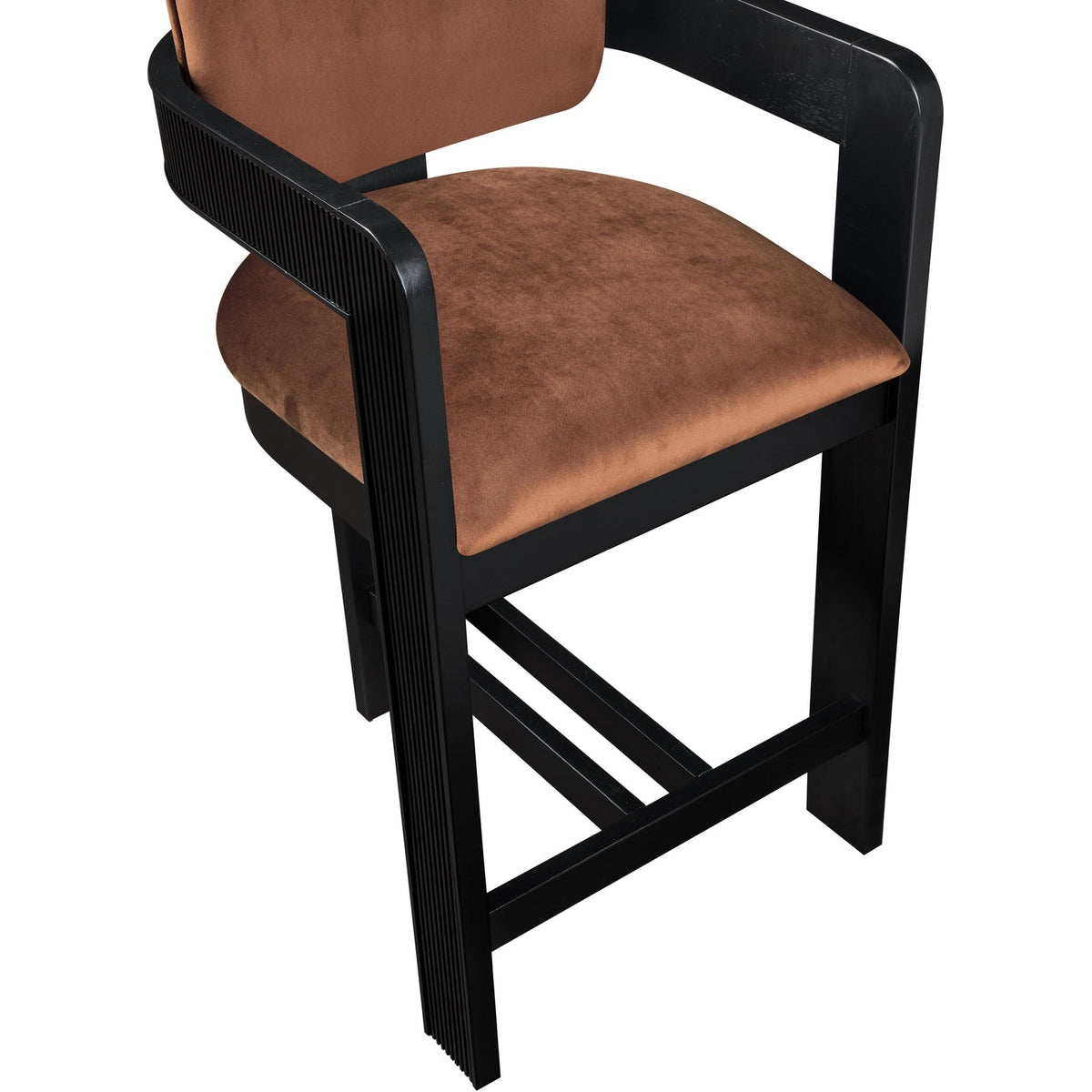 Sacha Cognac Velvet Upholstered Counter Stool Set of 2