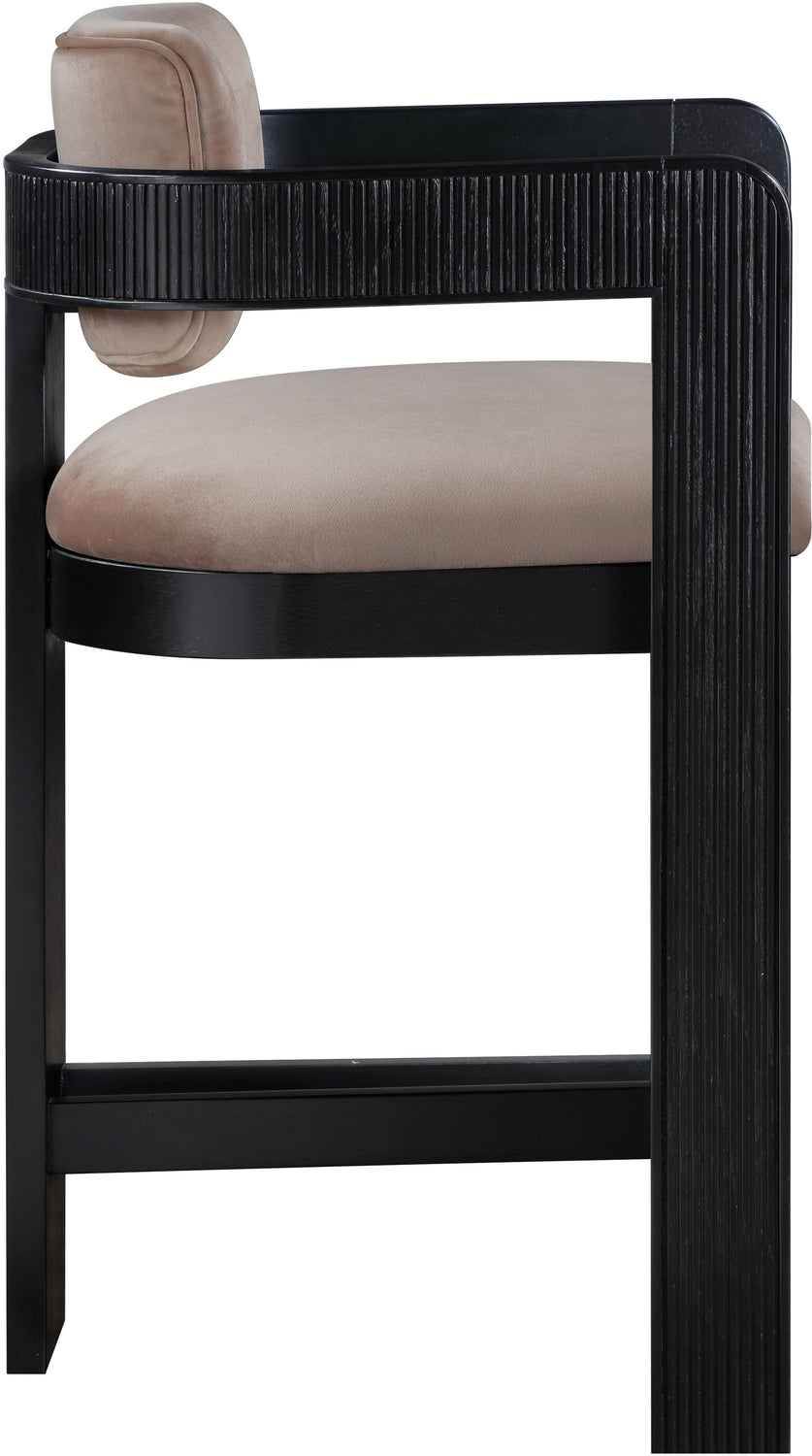Sacha Taupe Velvet Upholstered Counter Stool Set of 2