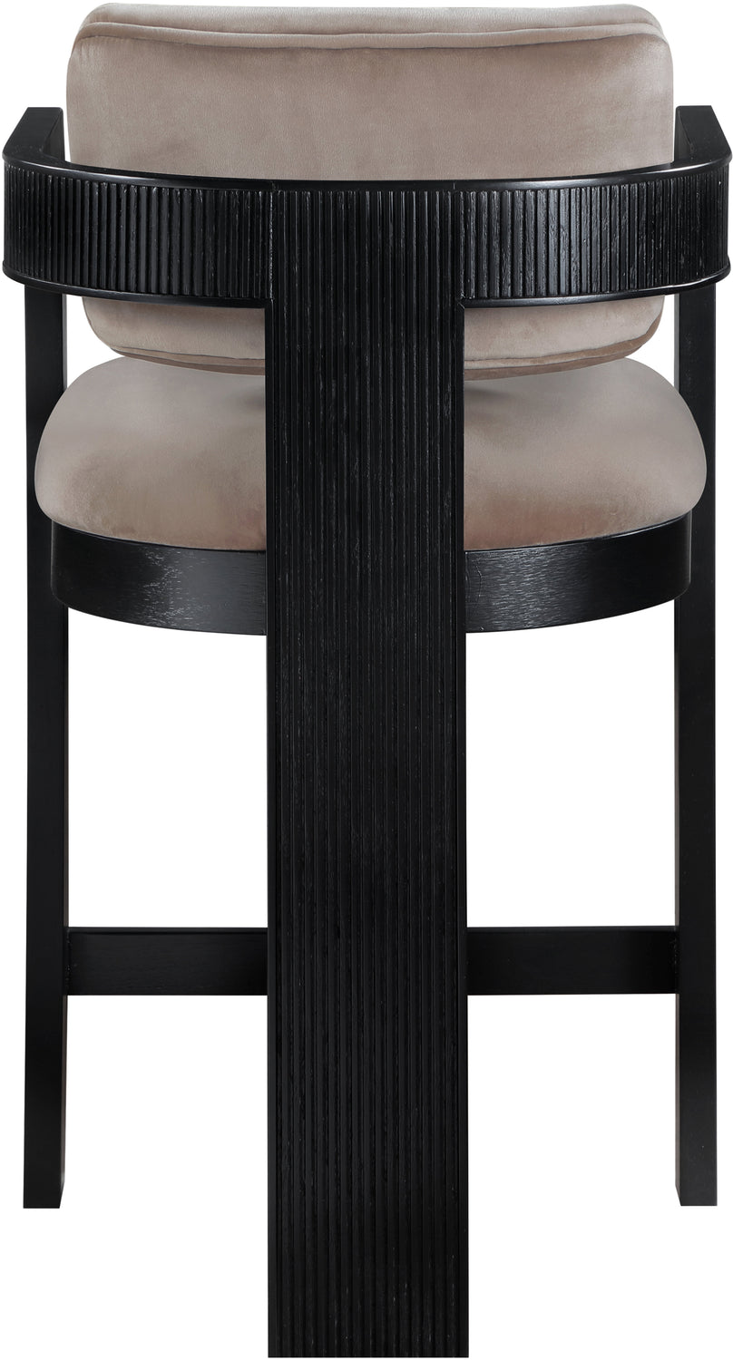 Sacha Taupe Velvet Upholstered Counter Stool Set of 2