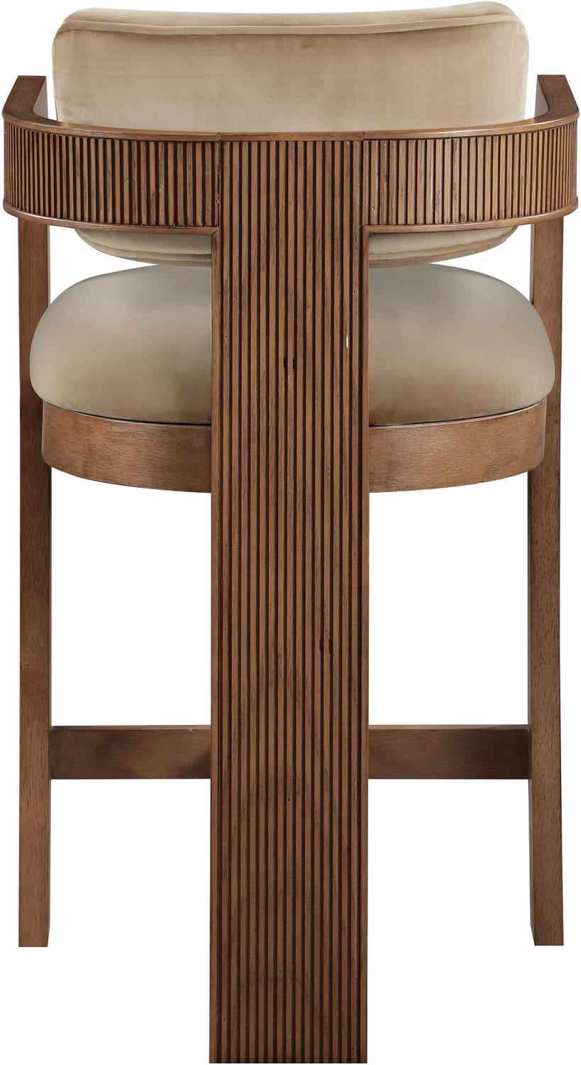 Sacha Beige Velvet Upholstered Counter Stool Set of 2