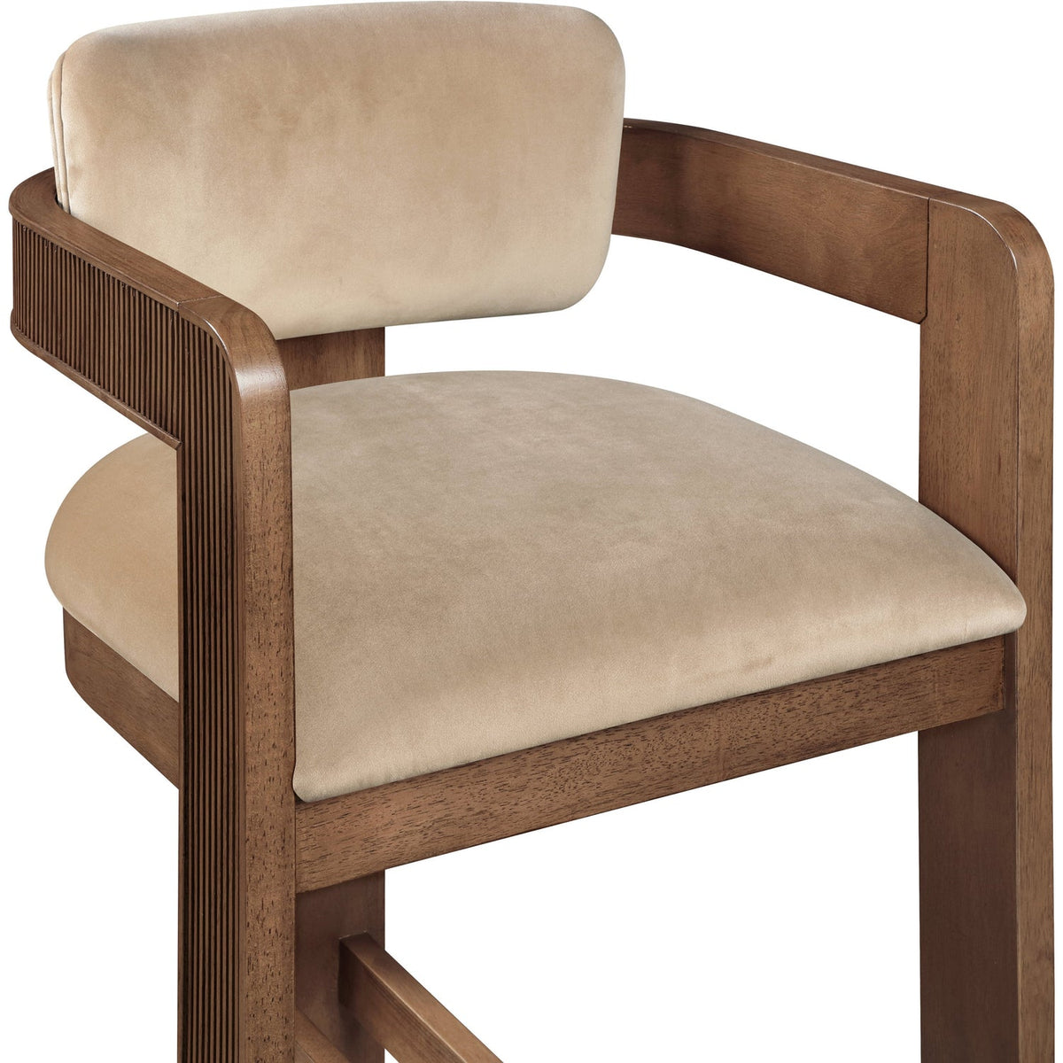 Sacha Beige Velvet Upholstered Counter Stool Set of 2