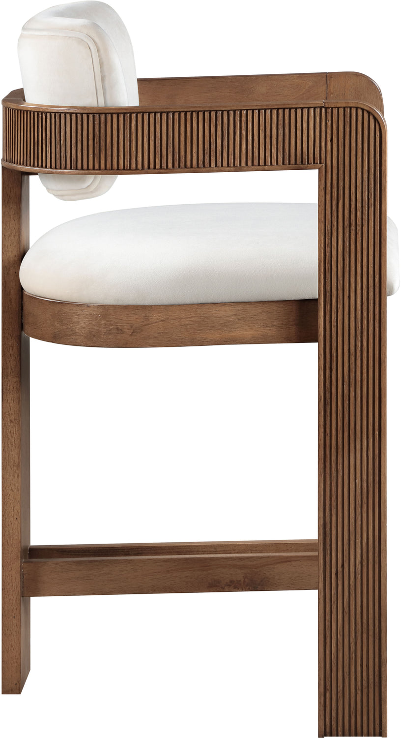 Sacha Cream Velvet Upholstered Counter Stool Set of 2