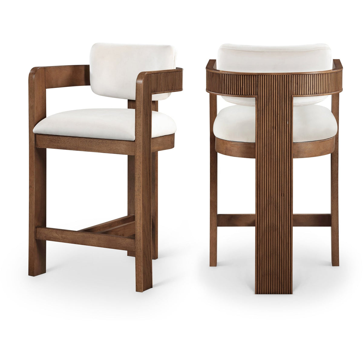 Sacha Cream Velvet Upholstered Counter Stool Set of 2