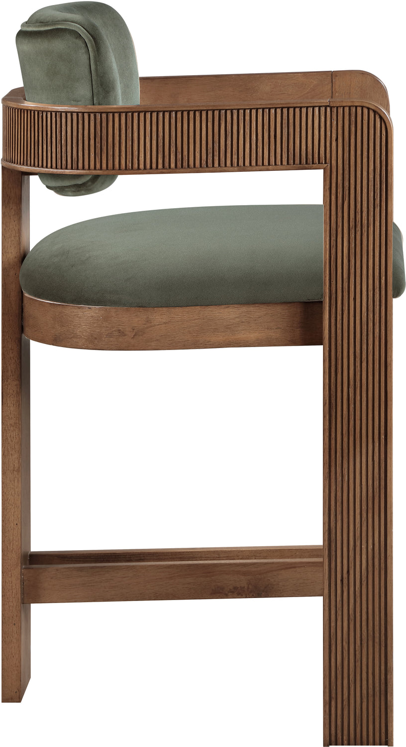 Sacha Green Velvet Upholstered Counter Stool Set of 2