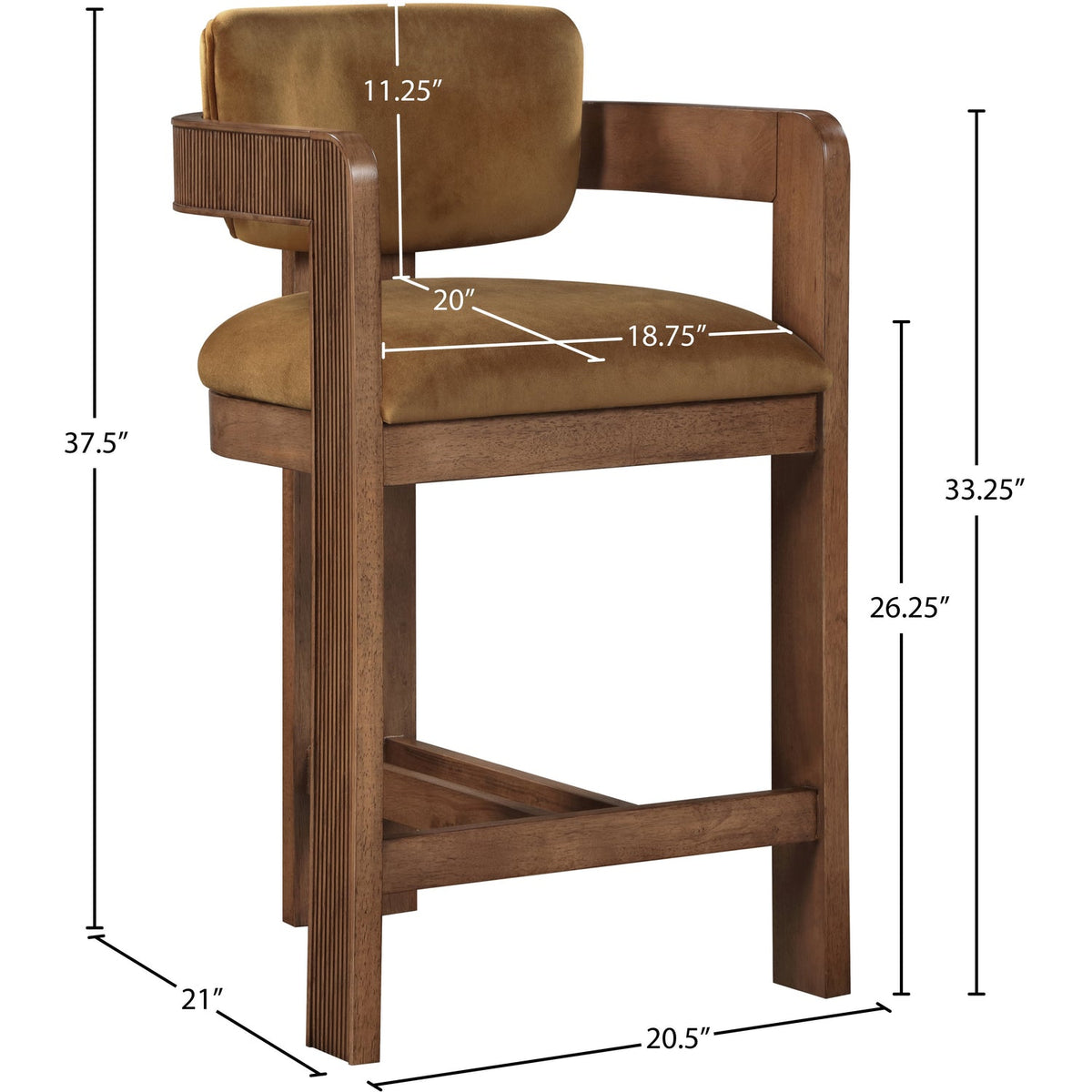 Sacha Saddle Velvet Upholstered Counter Stool Set of 2