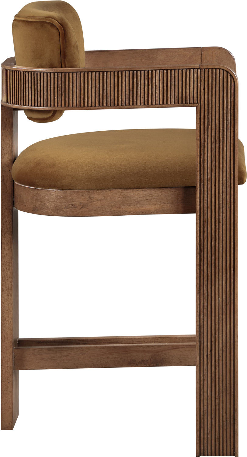 Sacha Saddle Velvet Upholstered Counter Stool Set of 2