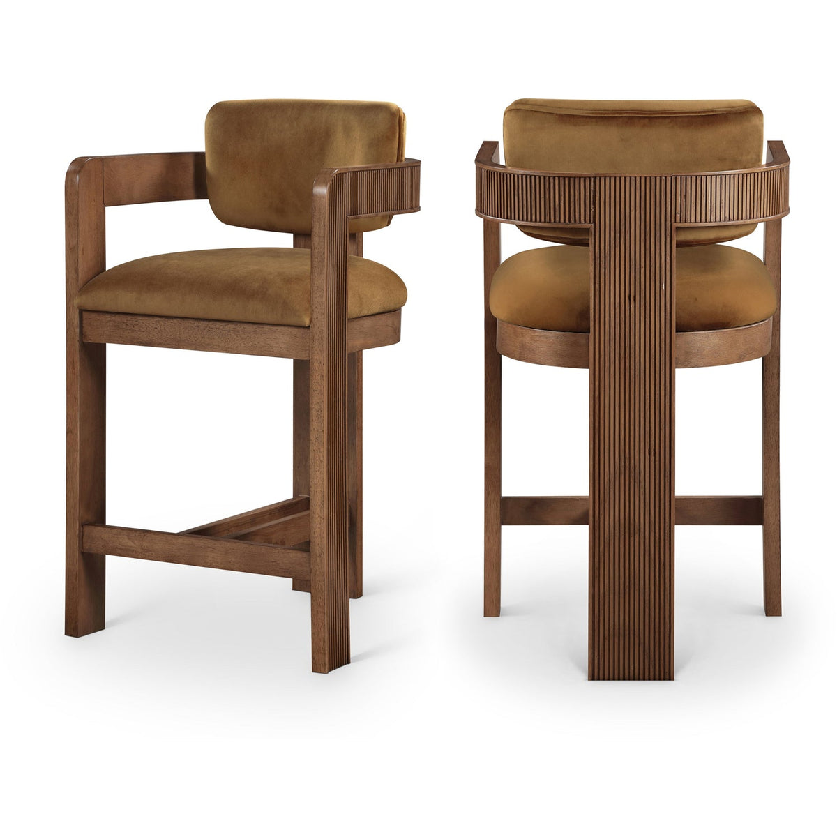 Sacha Saddle Velvet Upholstered Counter Stool Set of 2