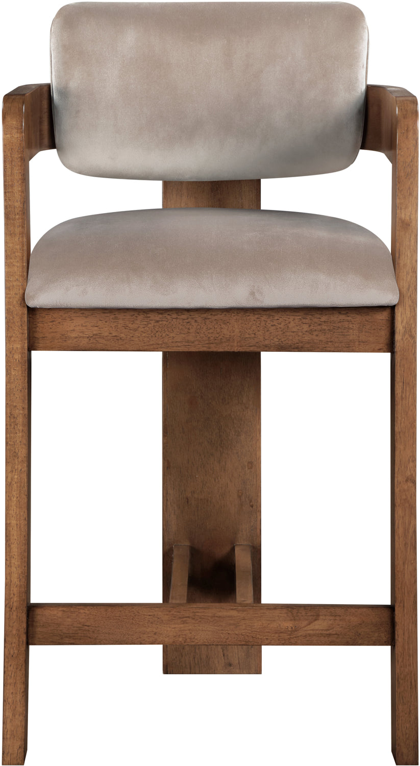 Sacha Taupe Velvet Upholstered Counter Stool Set of 2