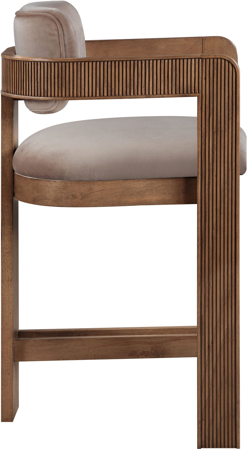 Sacha Taupe Velvet Upholstered Counter Stool Set of 2