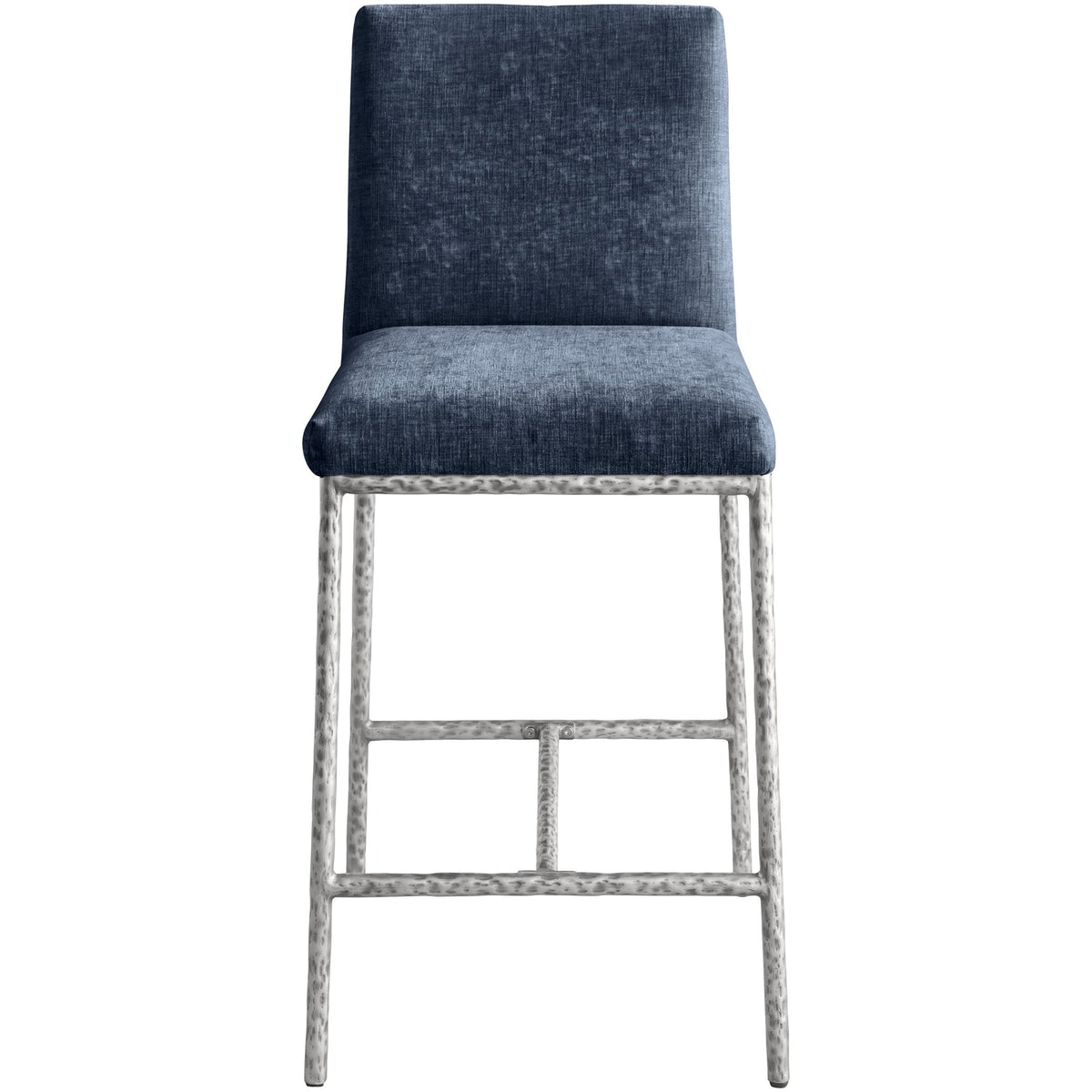 Reeves Navy Chenille Fabric Upholstered Counter Stool Set of 2