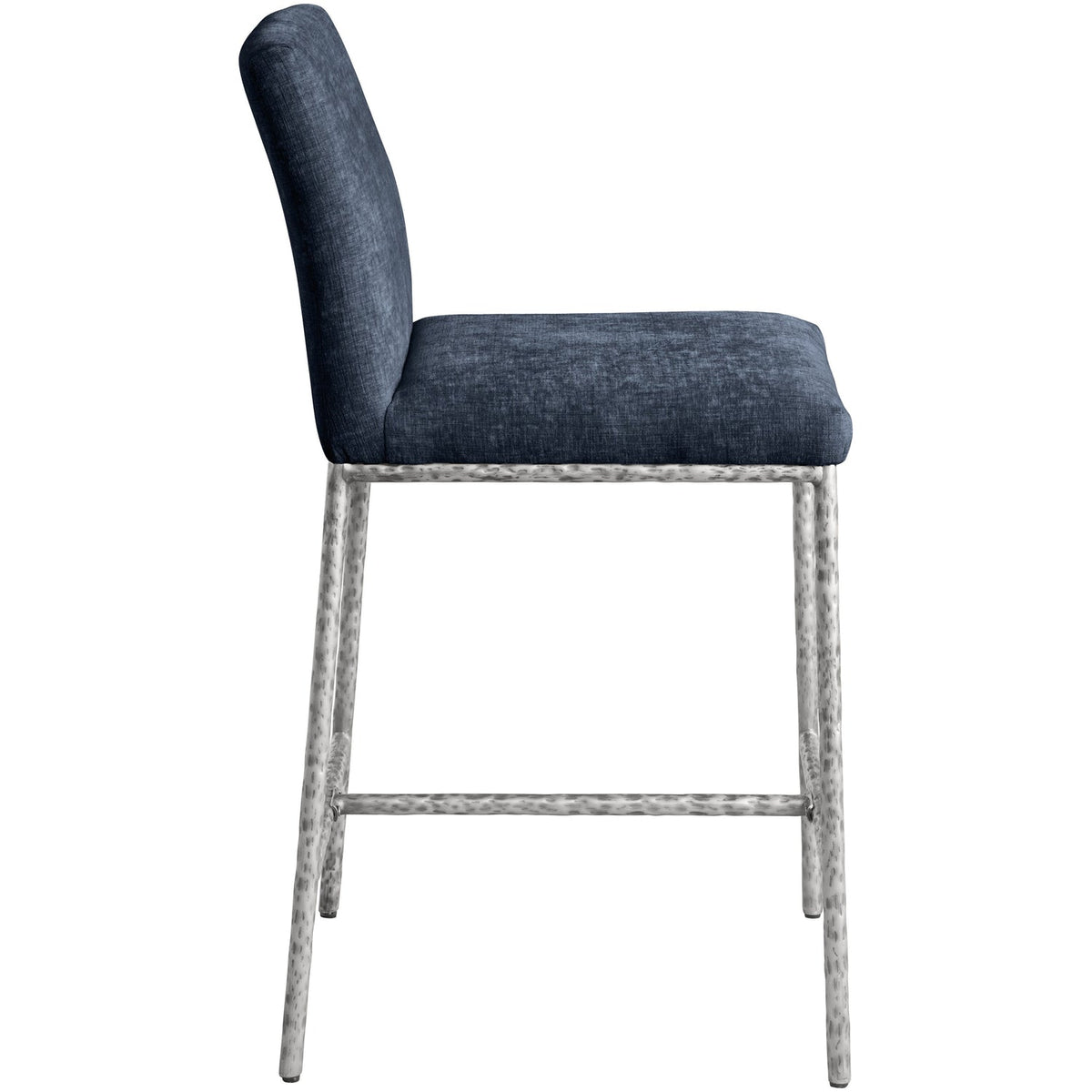 Reeves Navy Chenille Fabric Upholstered Counter Stool Set of 2