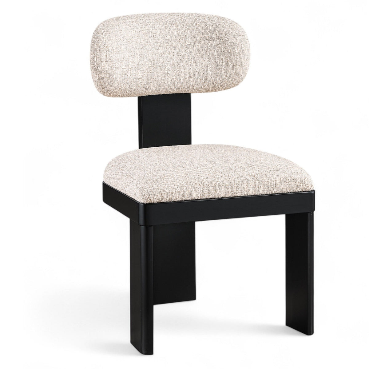 Timbra Beige Linen Textured Fabric Upholstered Dining Chair, Set of 2 in beige linen-textured fabric, primary product view