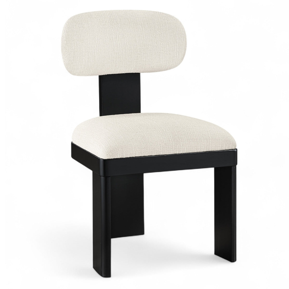 Timbra Cream Linen Textured Fabric Upholstered Dining Chair, Set of 2 in cream linen-textured fabric, primary product view