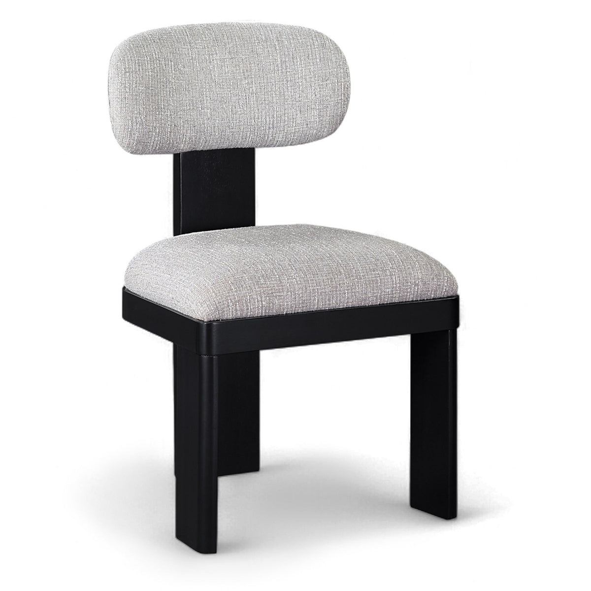 Timbra Grey Linen Textured Fabric Upholstered Dining Chair, Set of 2 in grey linen-textured fabric, primary product view