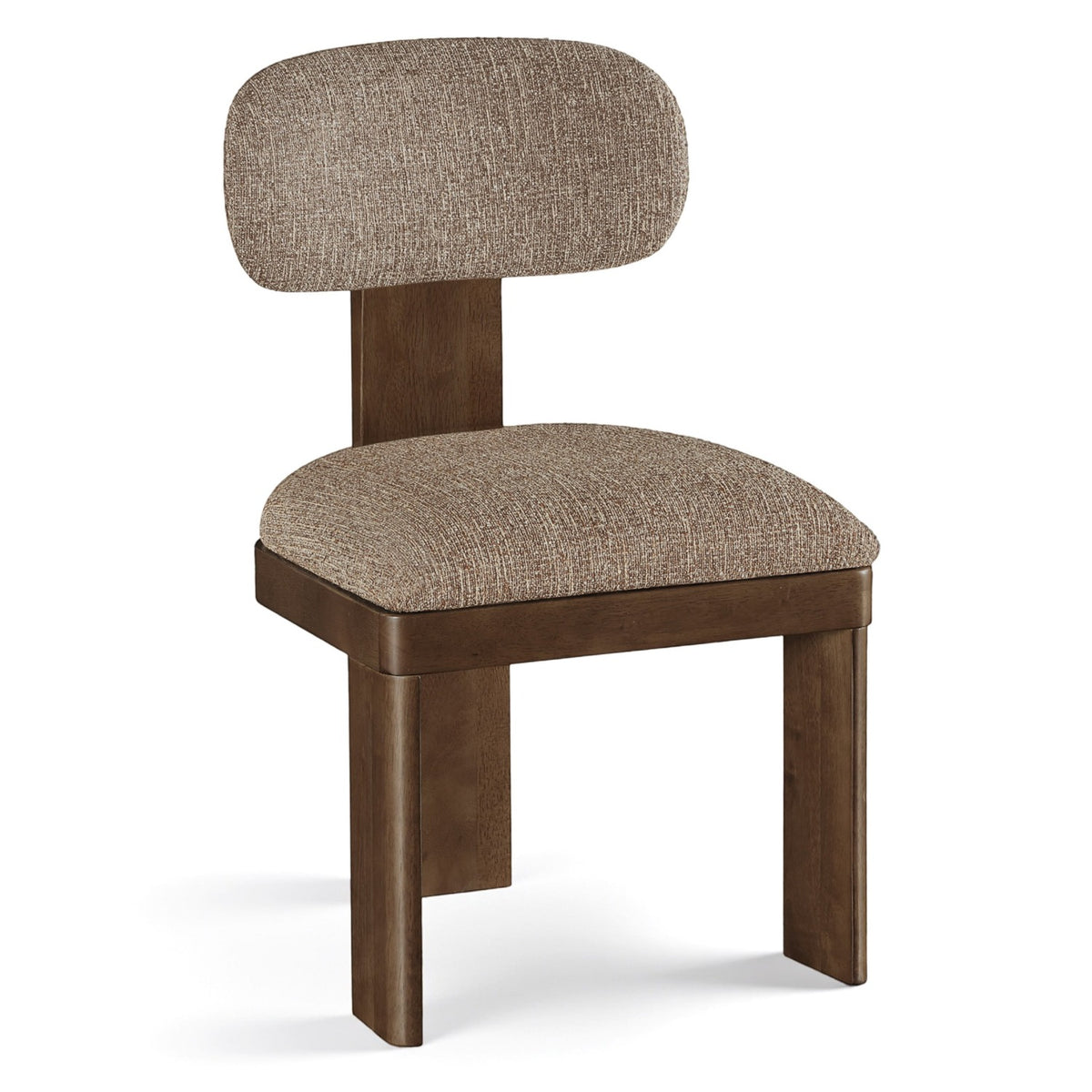 Timbra Brown Linen Textured Fabric Upholstered Dining Chair, Set of 2 in brown linen-textured fabric, primary product view
