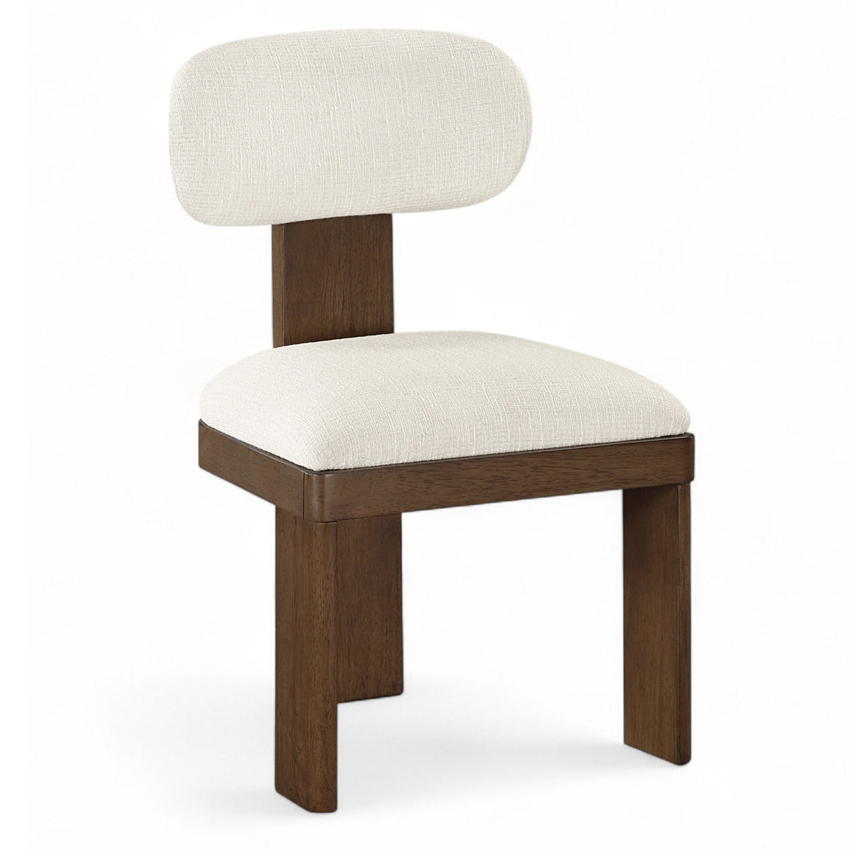 Timbra Cream Linen Textured Fabric Upholstered Dining Chair, Set of 2 in cream linen-textured fabric, primary product view