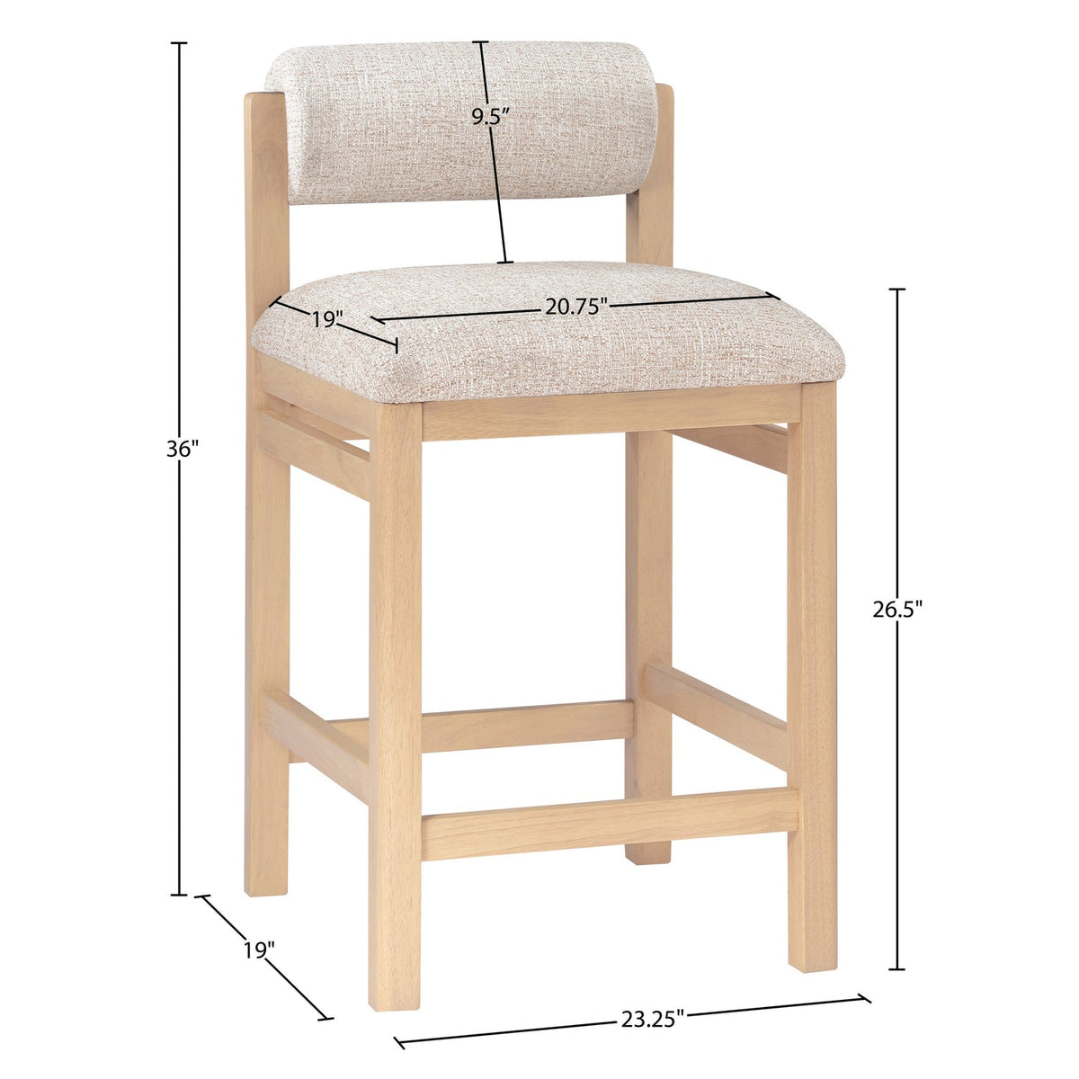 Roundhill Beige Linen Textured Fabric Upholstered Counter Stool Set of 2