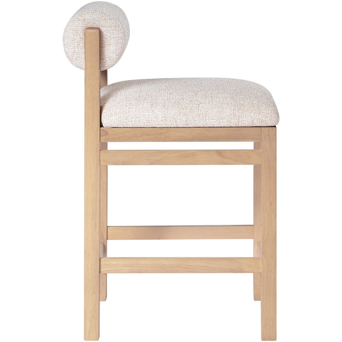 Roundhill Beige Linen Textured Fabric Upholstered Counter Stool Set of 2