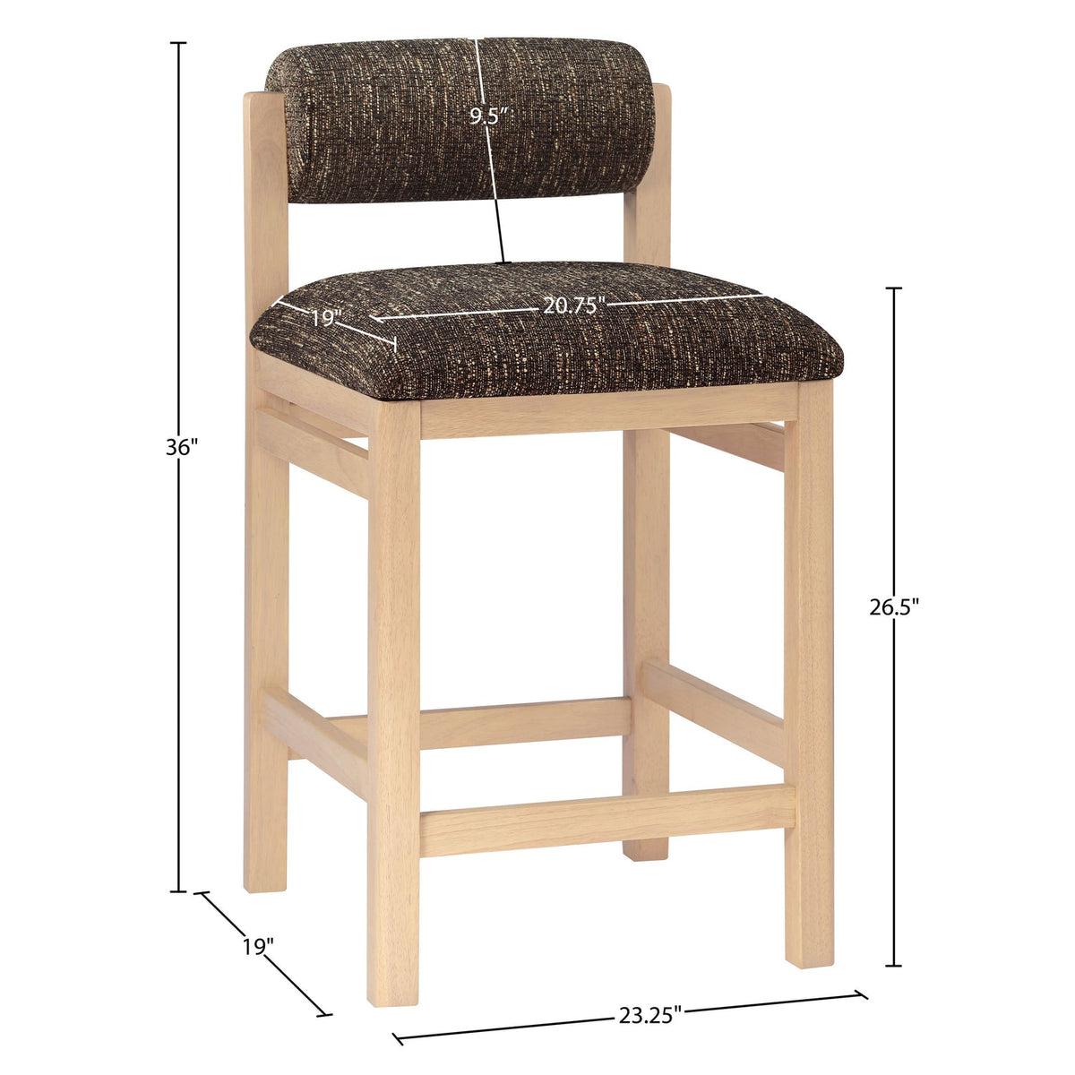 Roundhill Brown Linen Textured Fabric Upholstered Counter Stool Set of 2