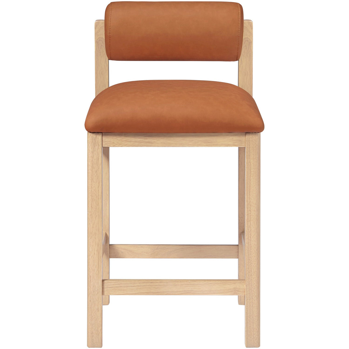 Roundhill Cognac Vegan Leather Upholstered Counter Stool Set of 2