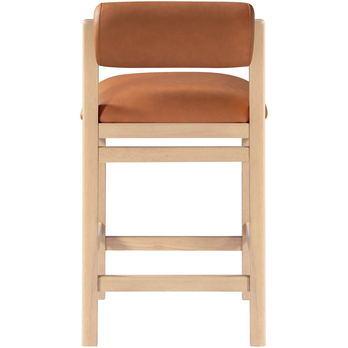 Roundhill Cognac Vegan Leather Upholstered Counter Stool Set of 2