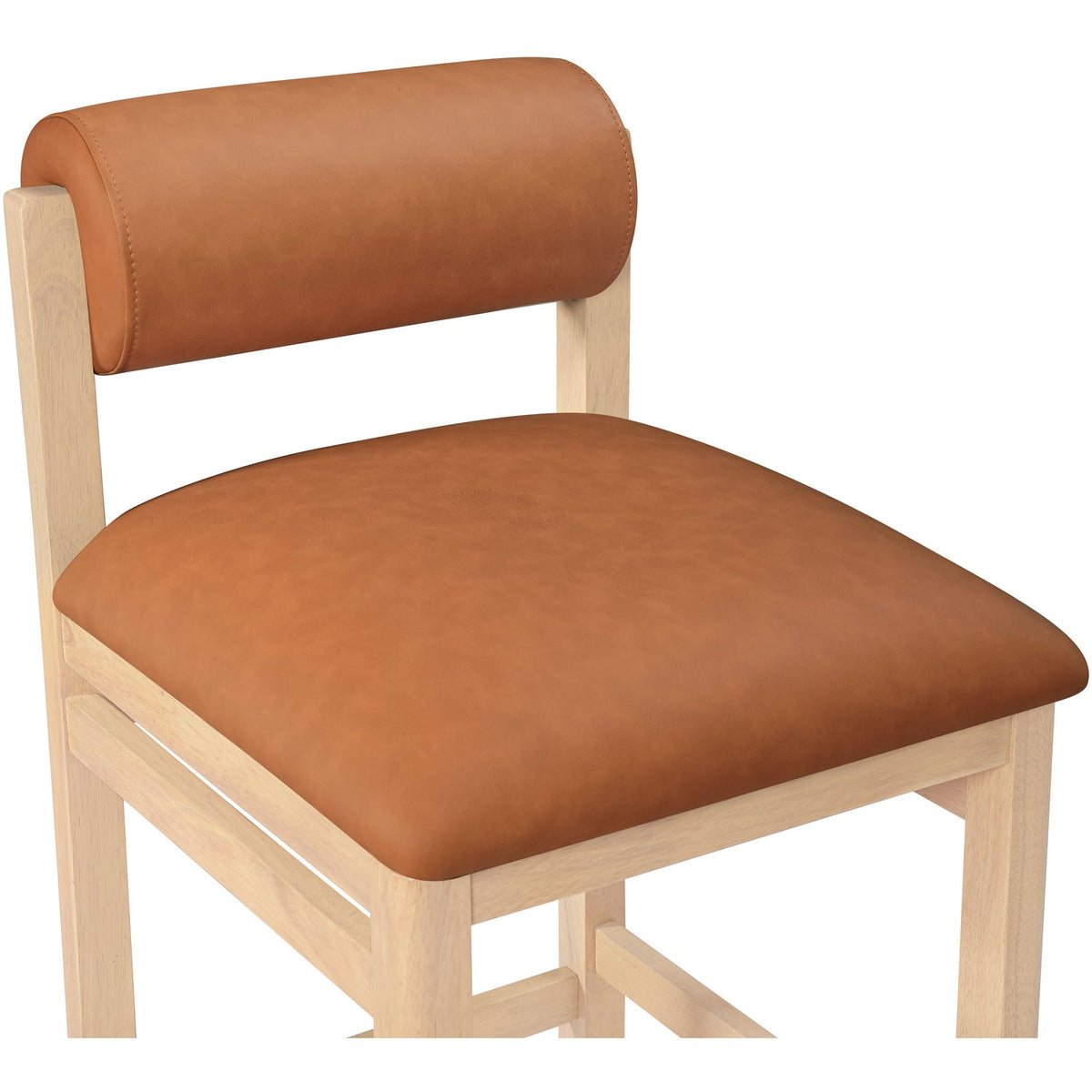 Roundhill Cognac Vegan Leather Upholstered Counter Stool Set of 2