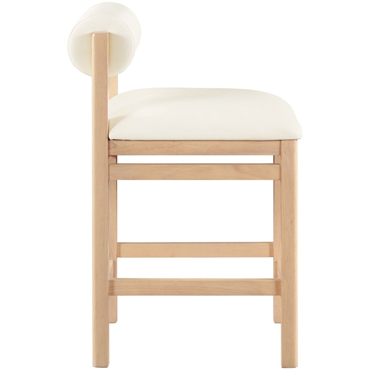 Roundhill Cream Vegan Leather Upholstered Counter Stool Set of 2