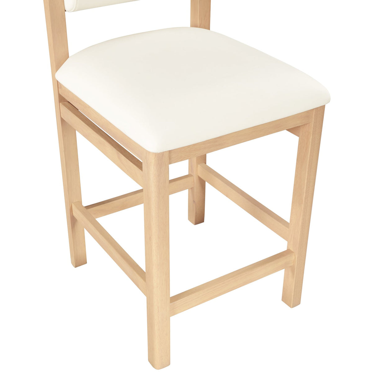Roundhill Cream Vegan Leather Upholstered Counter Stool Set of 2
