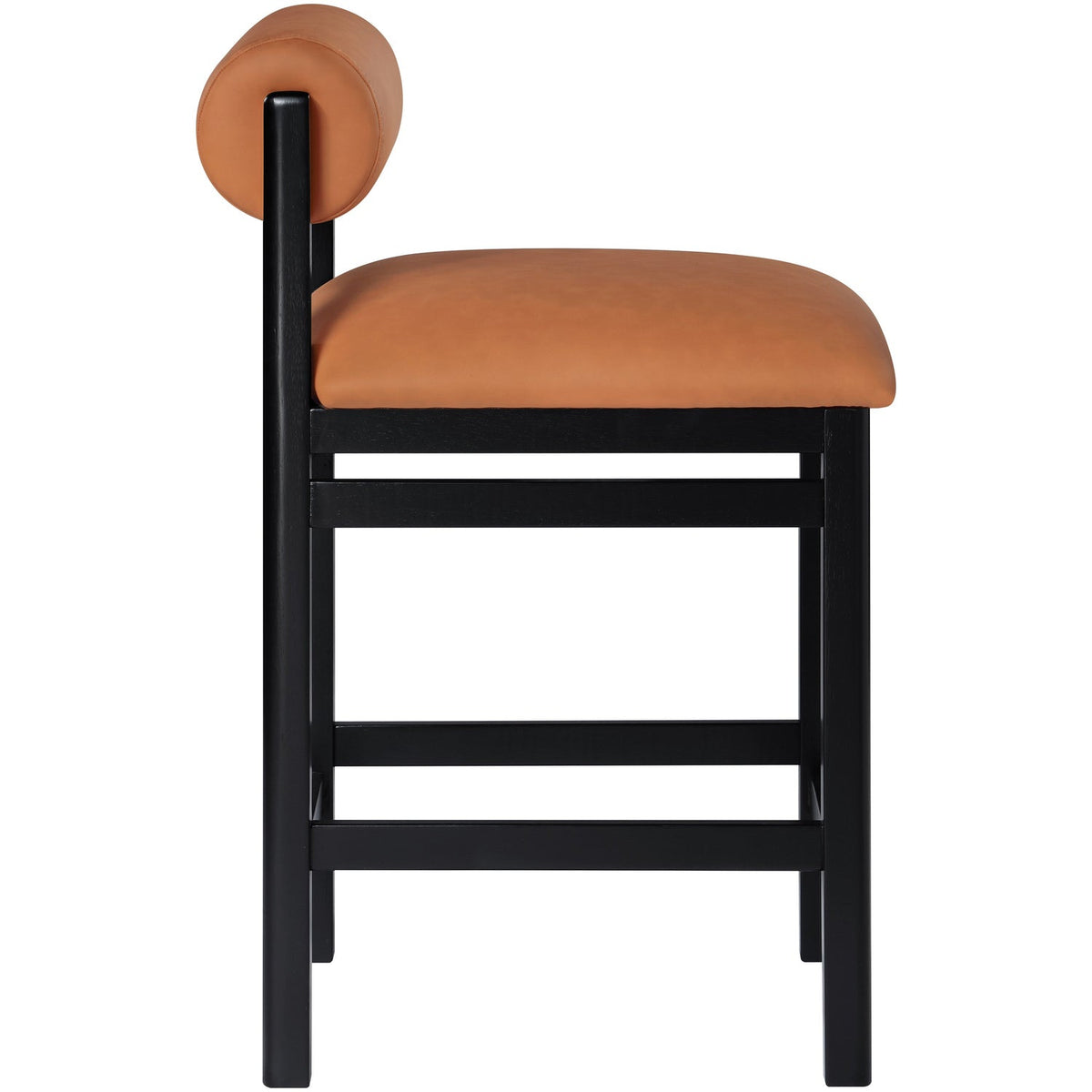 Roundhill Cognac Vegan Leather Upholstered Counter Stool Set of 2