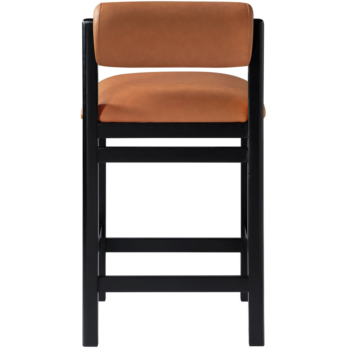 Roundhill Cognac Vegan Leather Upholstered Counter Stool Set of 2