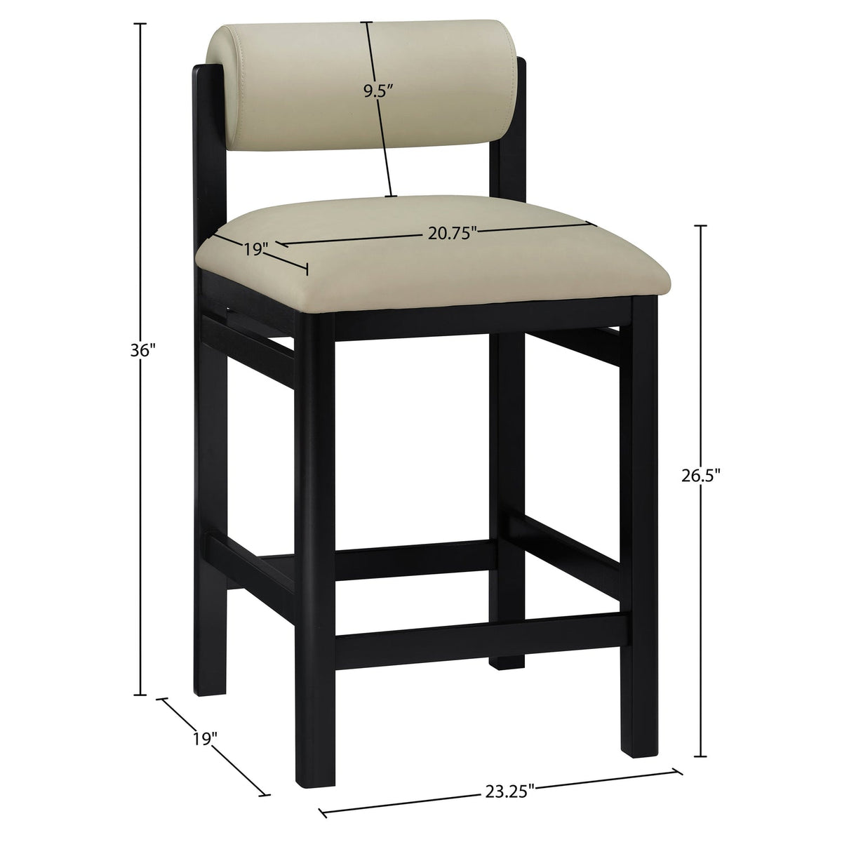 Roundhill Taupe Vegan Leather Upholstered Counter Stool Set of 2