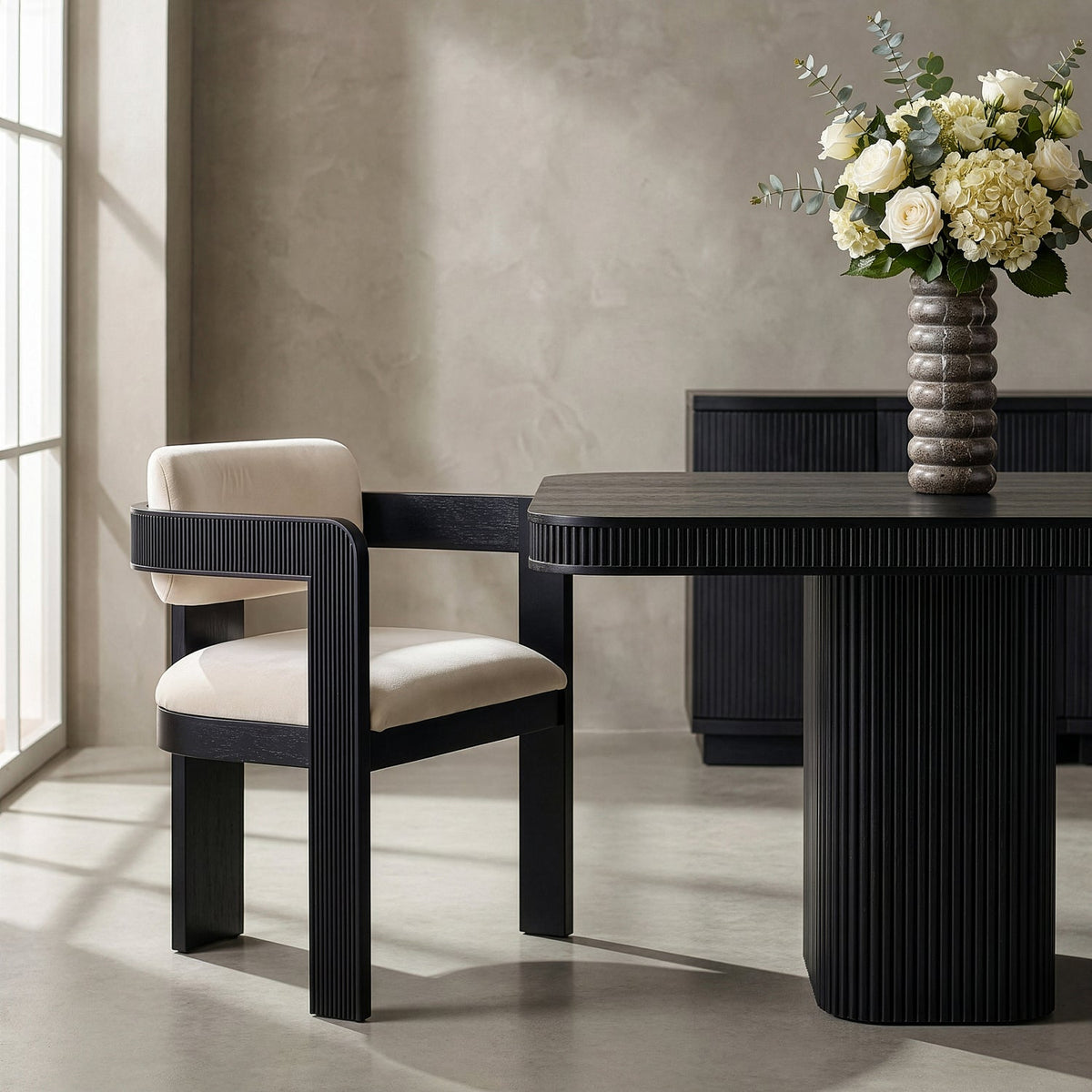 Sacha Cream Velvet Upholstered Dining Chair Set of 2