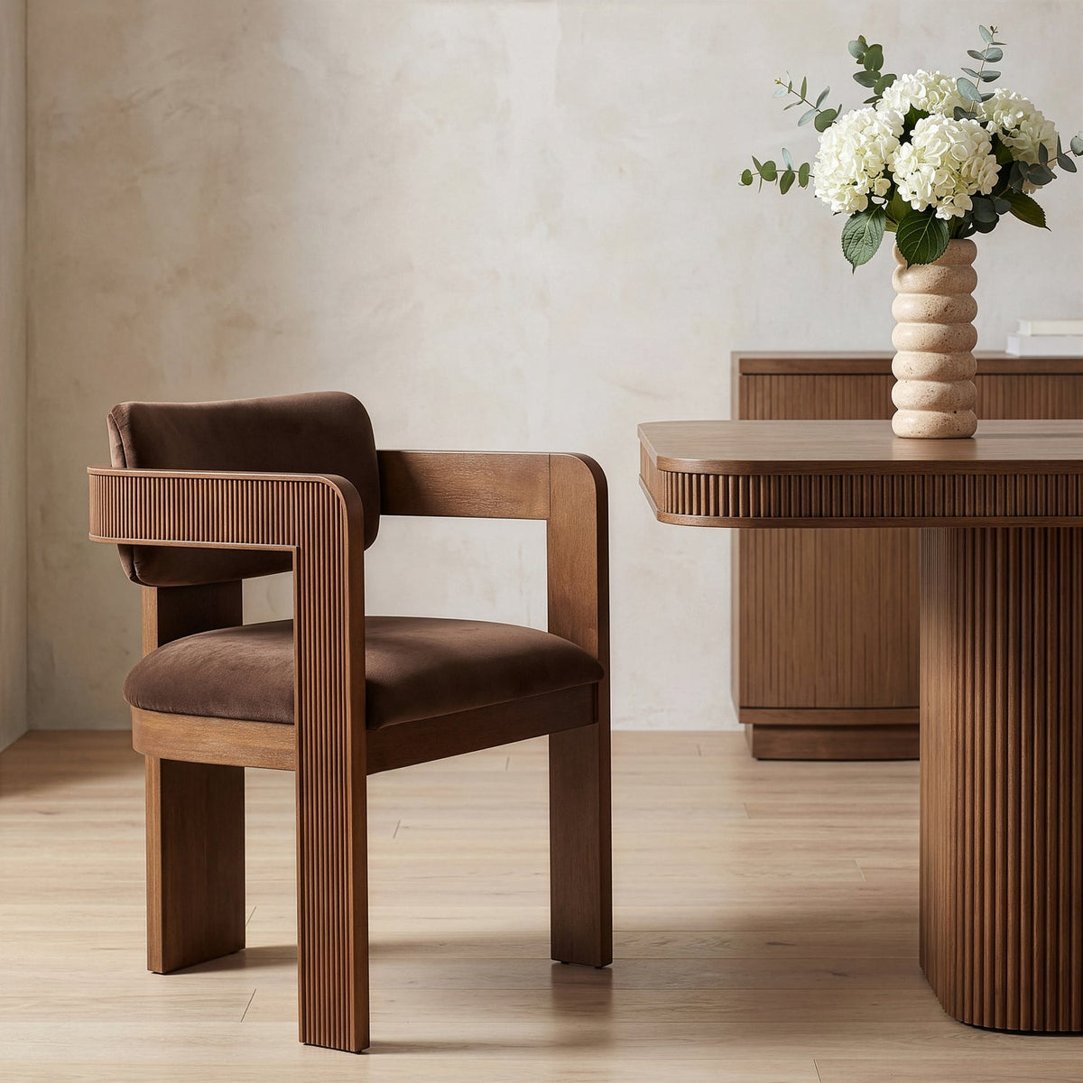 Sacha Brown Velvet Upholstered Dining Chair Set of 2