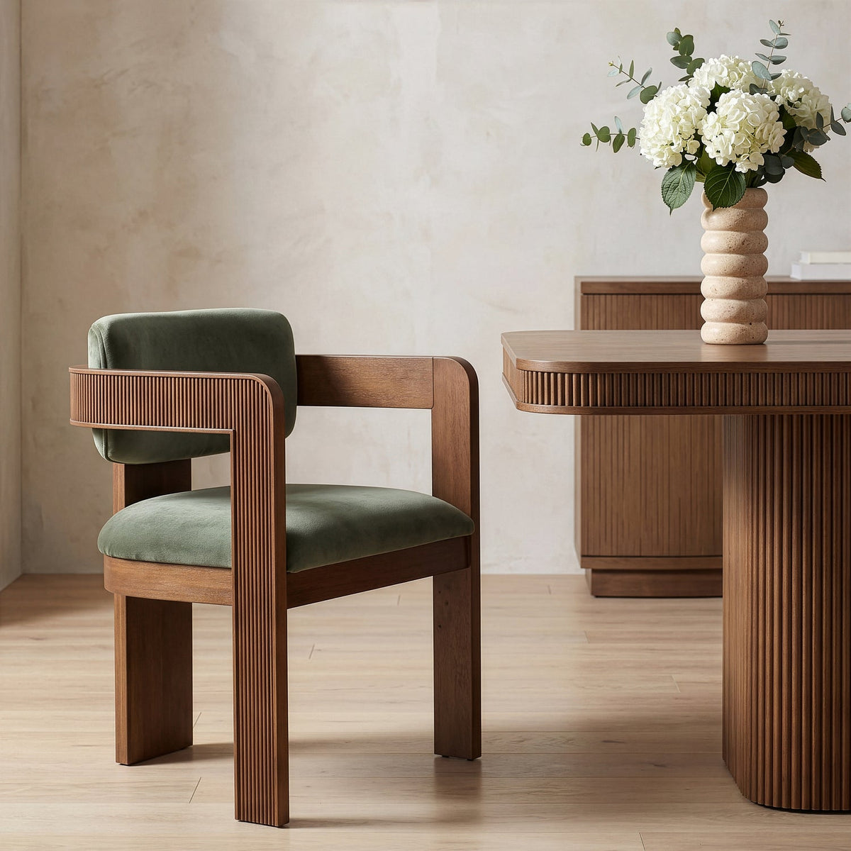 Sacha Green Velvet Upholstered Dining Chair Set of 2