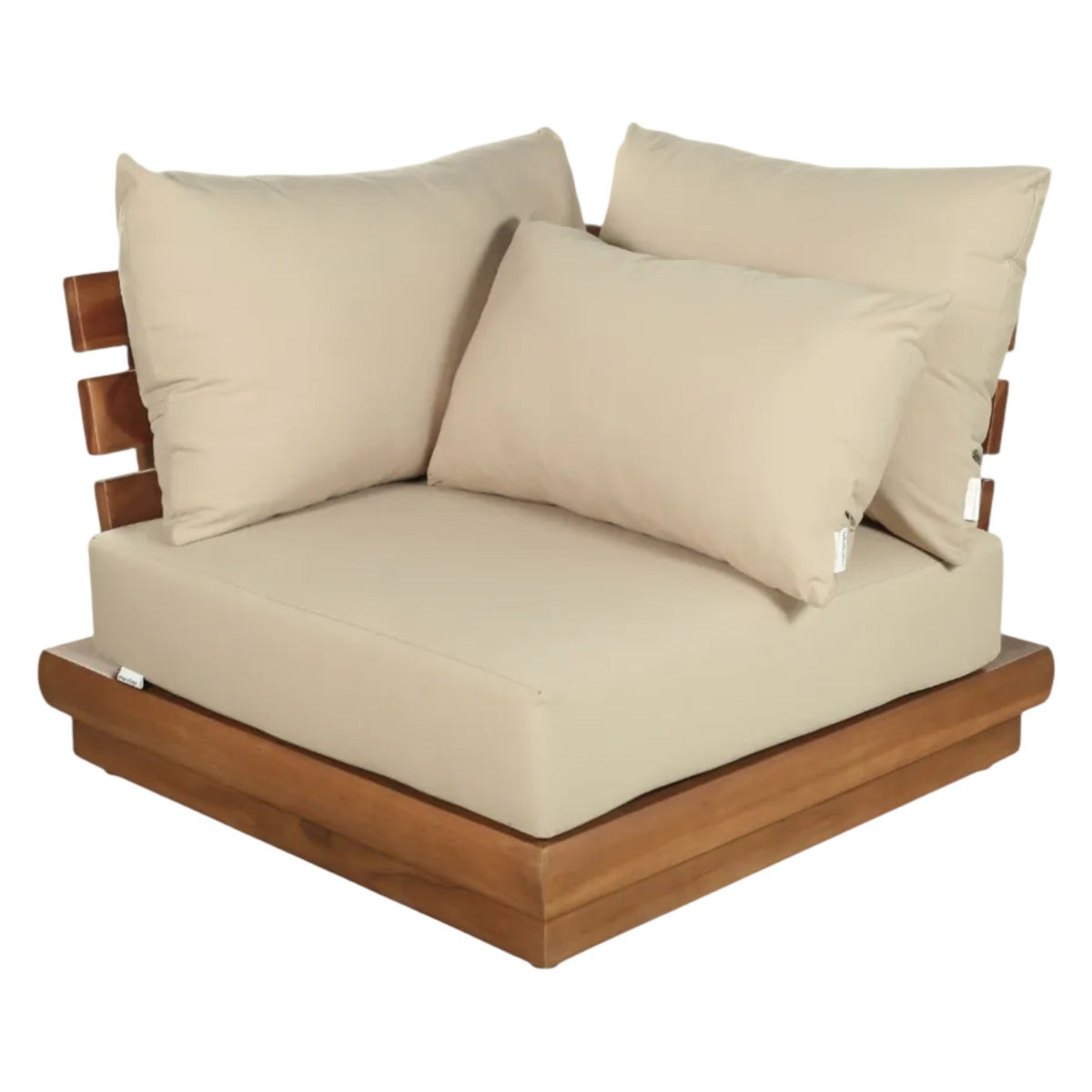 Mirella Tan Water Resistant Fabric Upholstered Outdoor Patio Modular Corner Chair in tan, primary product view